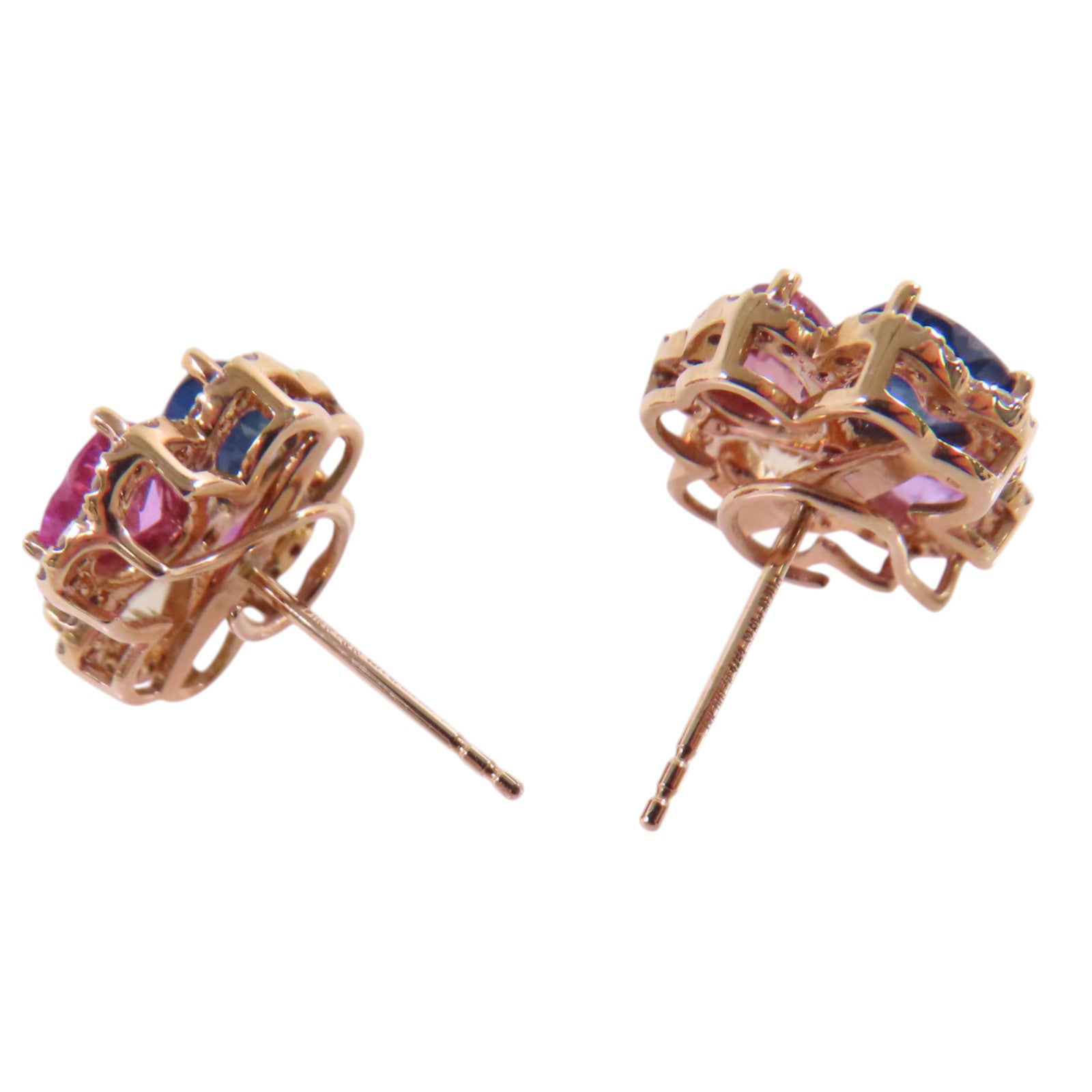 JEWELRY 18K玫瑰金/彩色藍寶石/鑽石Multi Sapphire Diamond Earrings耳環