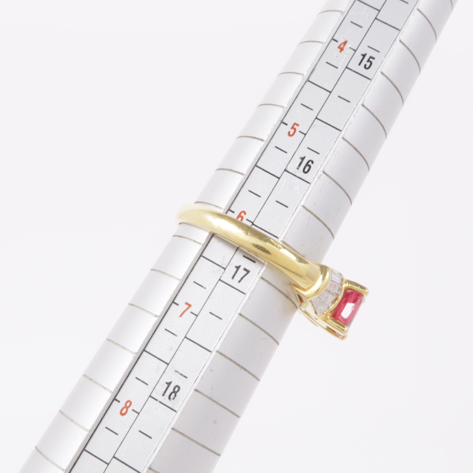JEWELRY 18K黃金Ruby Diamond Ring紅寶石鑽石戒指US#6.25