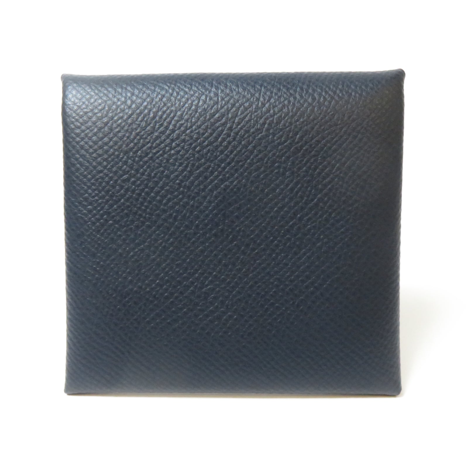 HERMES 【激減優惠】Epsom皮革Bastia銀扣零錢包Bleu Nuit午夜藍色