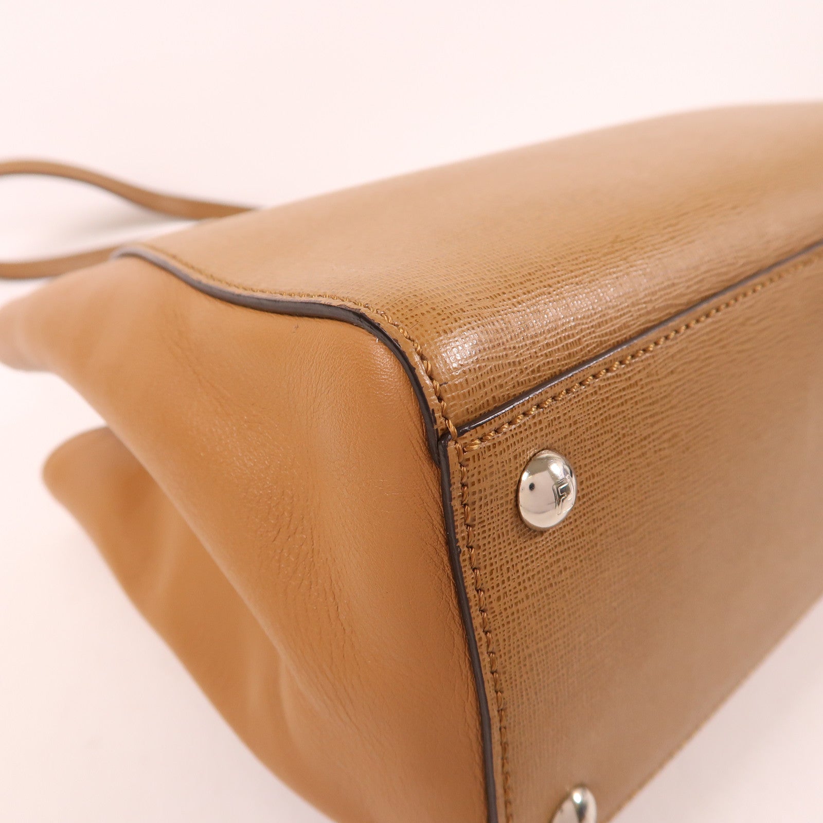 FENDI 羊皮皮革2 Way Shoulder銀扣手挽肩背兩用袋