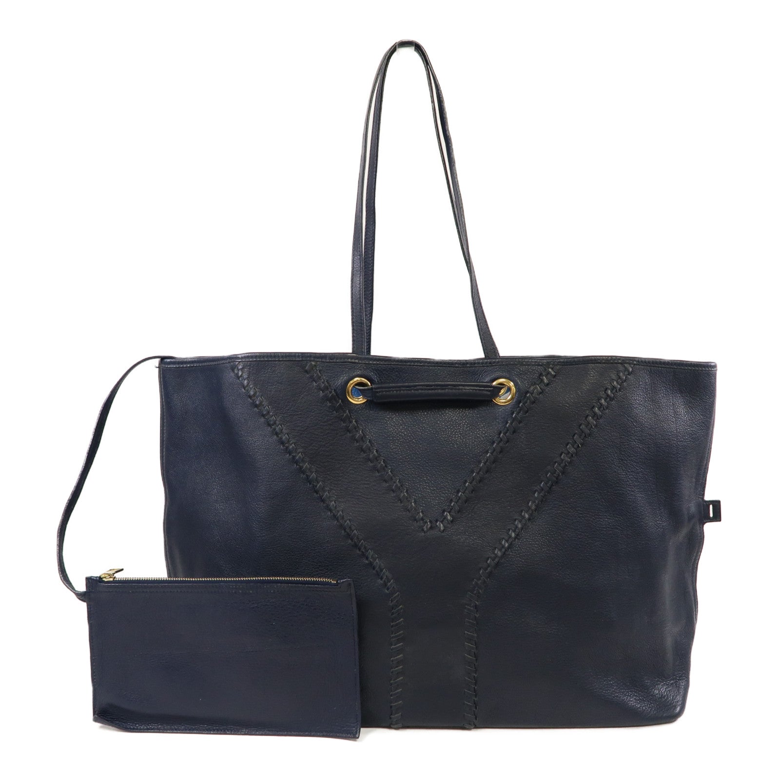 YVES SAINT LAURENT 牛皮皮革Shoulder Bag金扣肩背袋藍色