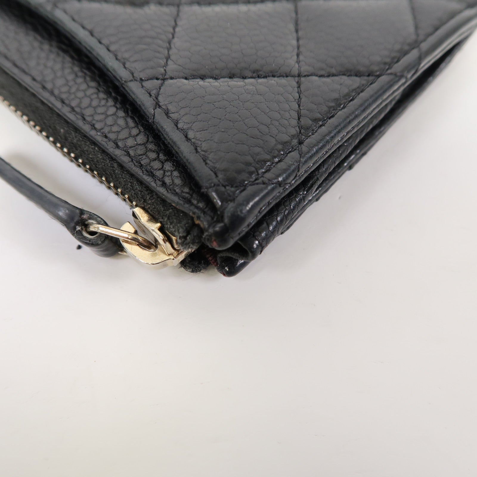 CHANEL 菱格Caviar皮革Card Case金扣卡片套黑色