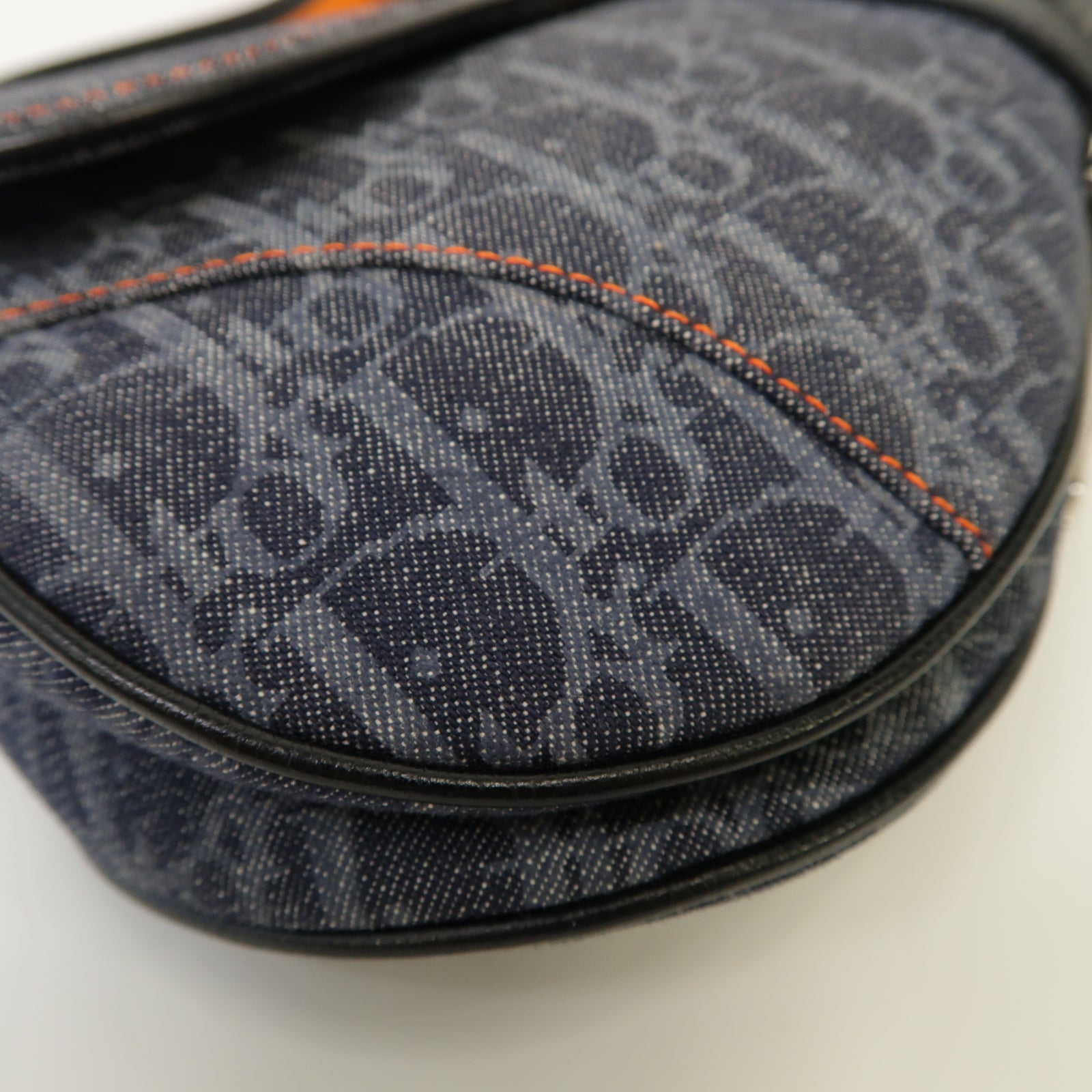 Dior 【激減優惠】牛仔布Saddle銀扣肩背袋深藍色