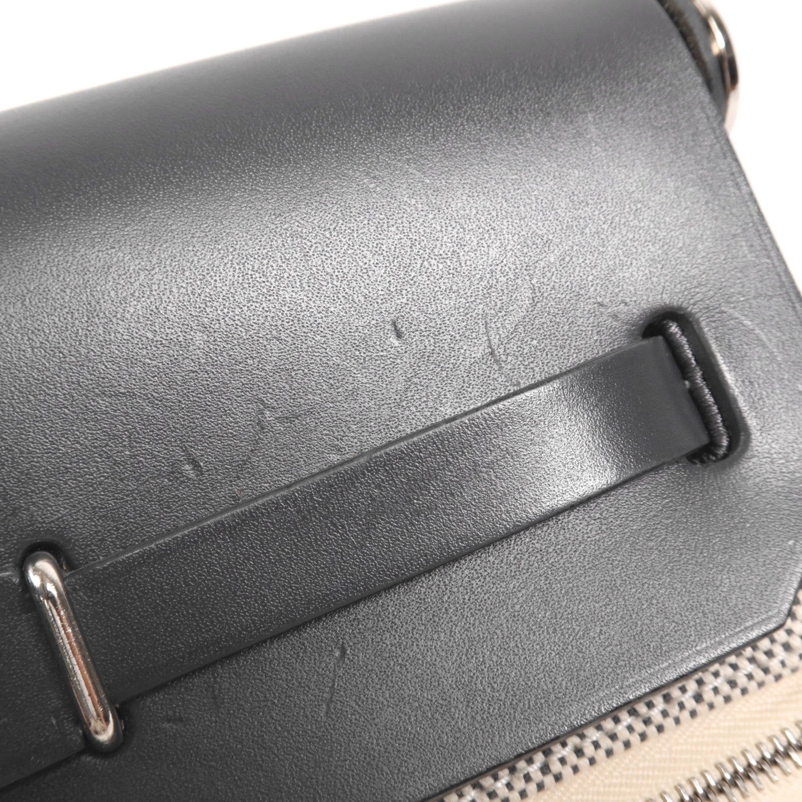HERMES 【激減優惠】Toile H帆布Mini Herbag銀扣肩背袋Ardoise