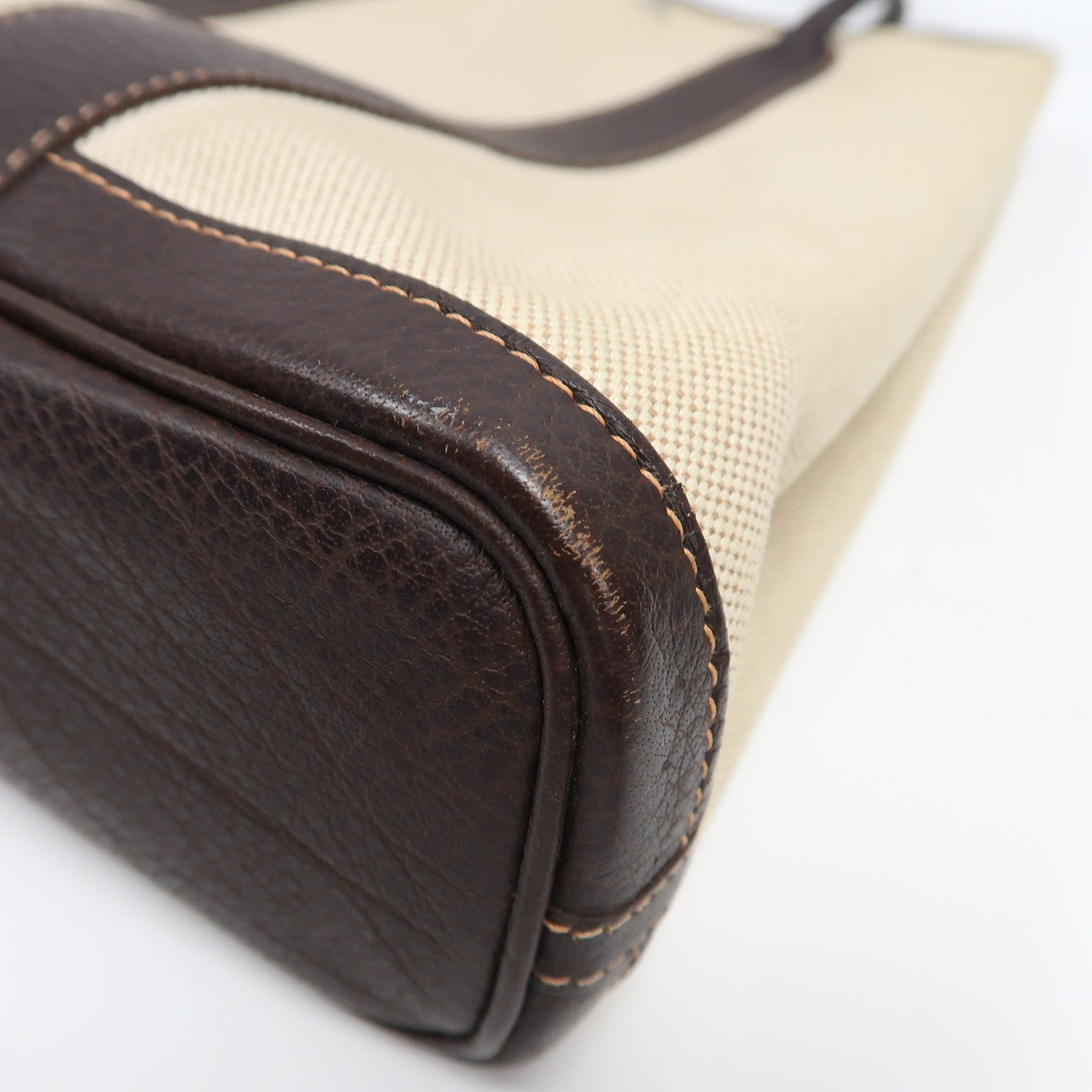 HERMES Toile H帆布Garden File MM銀扣手挽袋啡色/米色