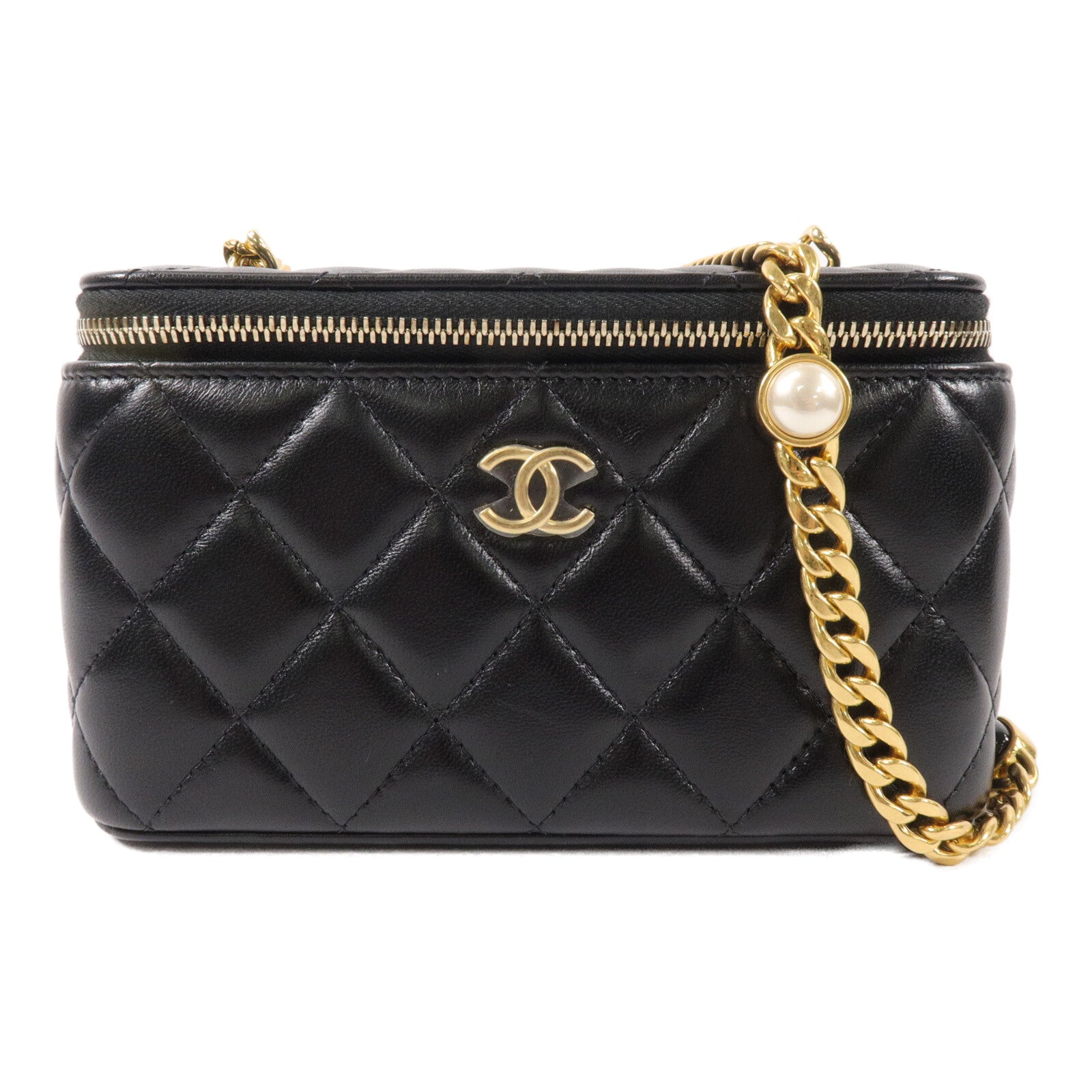 CHANEL 羊皮皮革Vanity Case鏈帶肩背袋