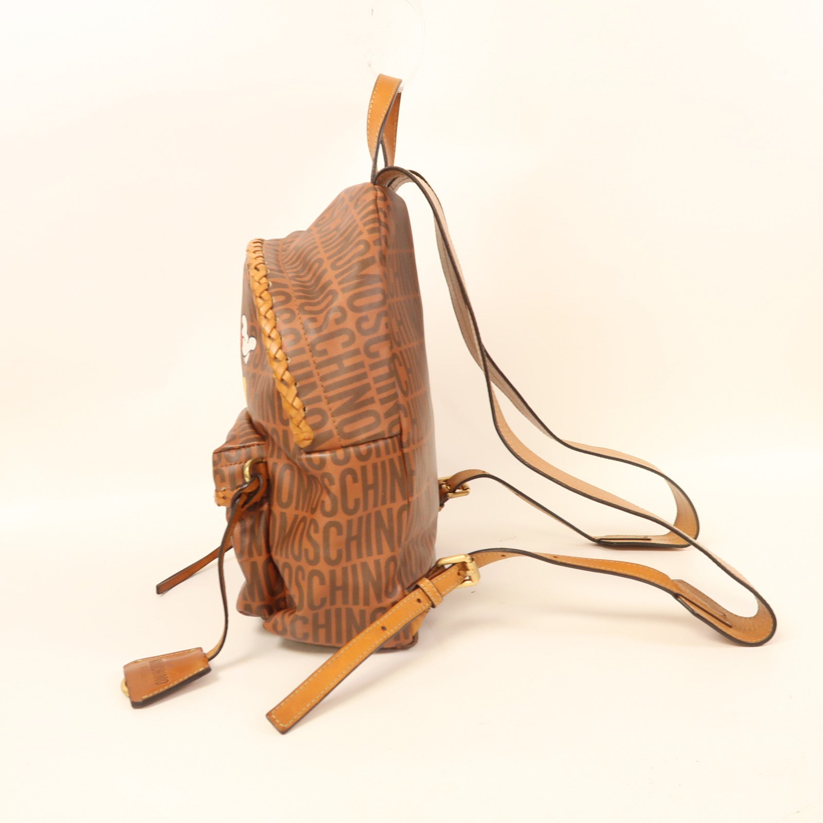 MOSCHINO 【激減優惠】牛皮皮革Betty Collection金扣背包啡色