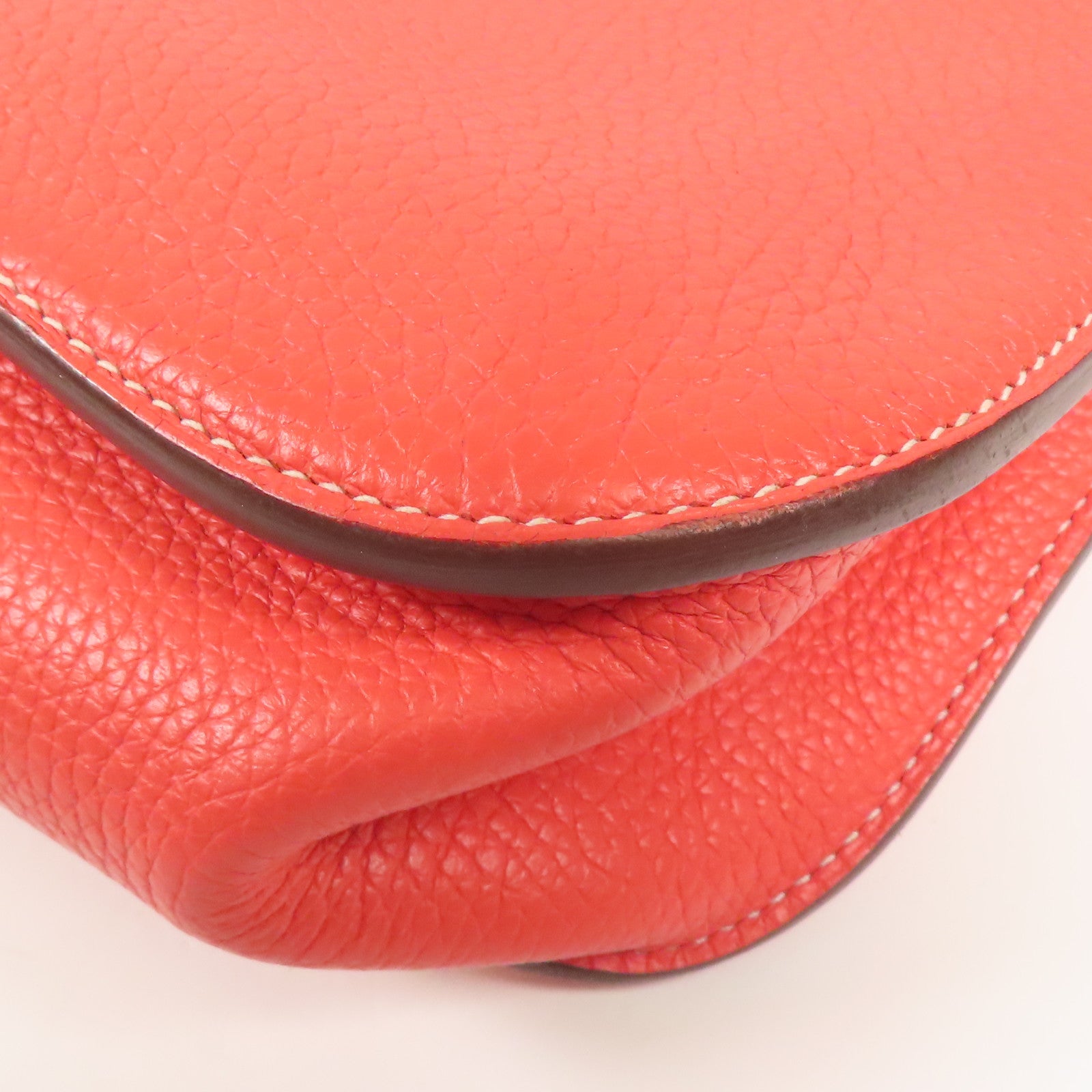 HERMES Clemence皮革Halzan 31銀扣手挽肩背兩用袋Rose Jaipur