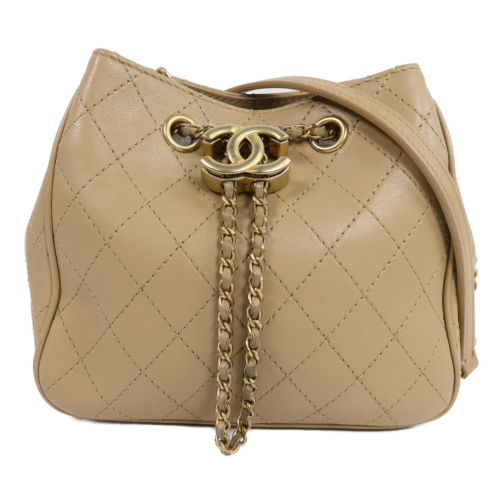 CHANEL 牛皮皮革Egyatian Amulet Bucket Bag鏈帶肩背袋