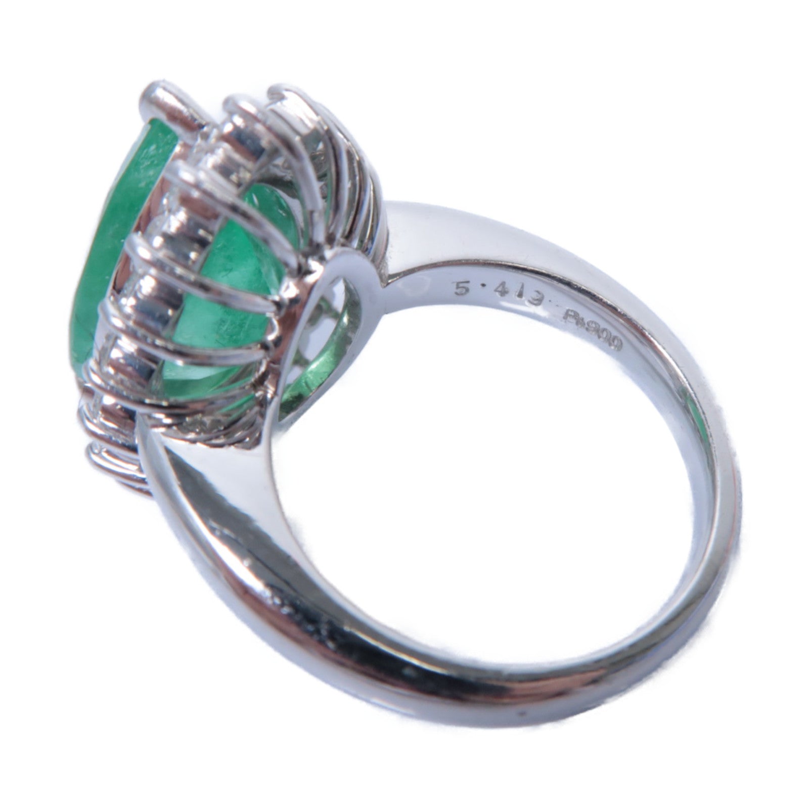 JEWELRY 【激減優惠】PT900鉑金Emerald/Diamond Ring 5.419ct綠寶石/0.92ct鑽石戒指US#6