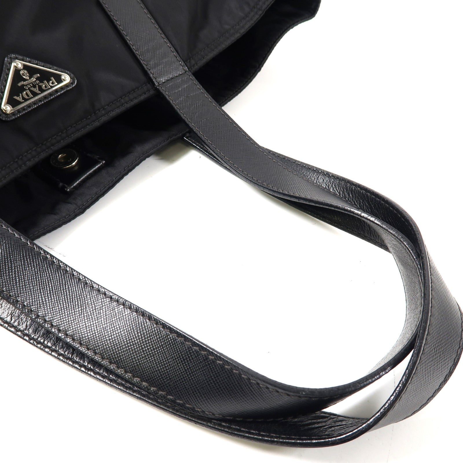 PRADA 尼龍Tote Bag銀扣手挽袋黑色