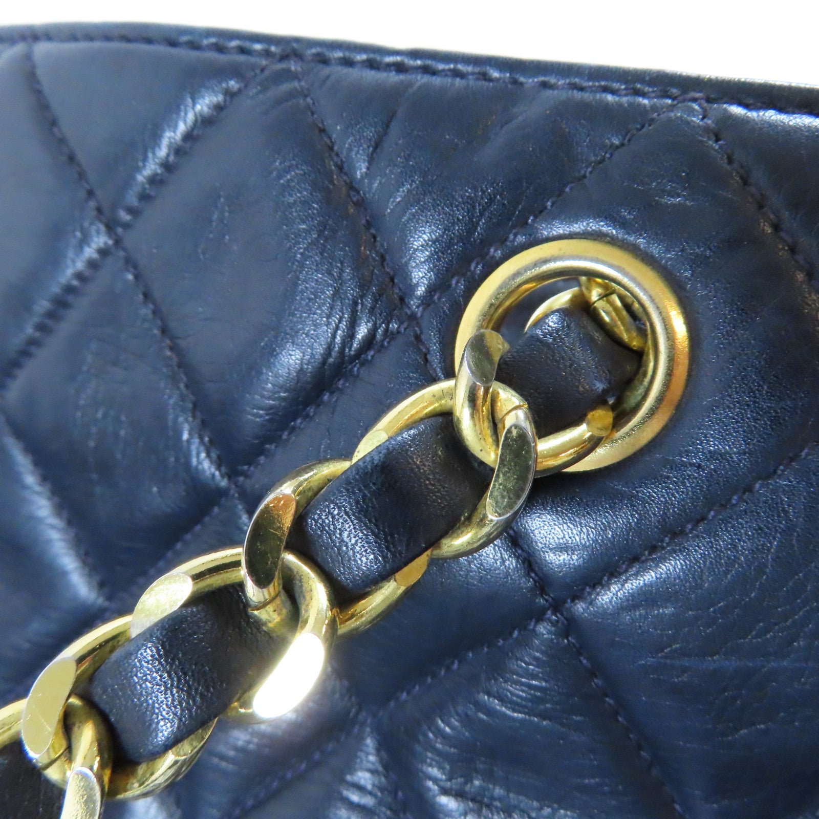CHANEL 【均一特價】菱格羊皮皮革Chain Shoulder Bag金扣鏈帶肩背袋藍色