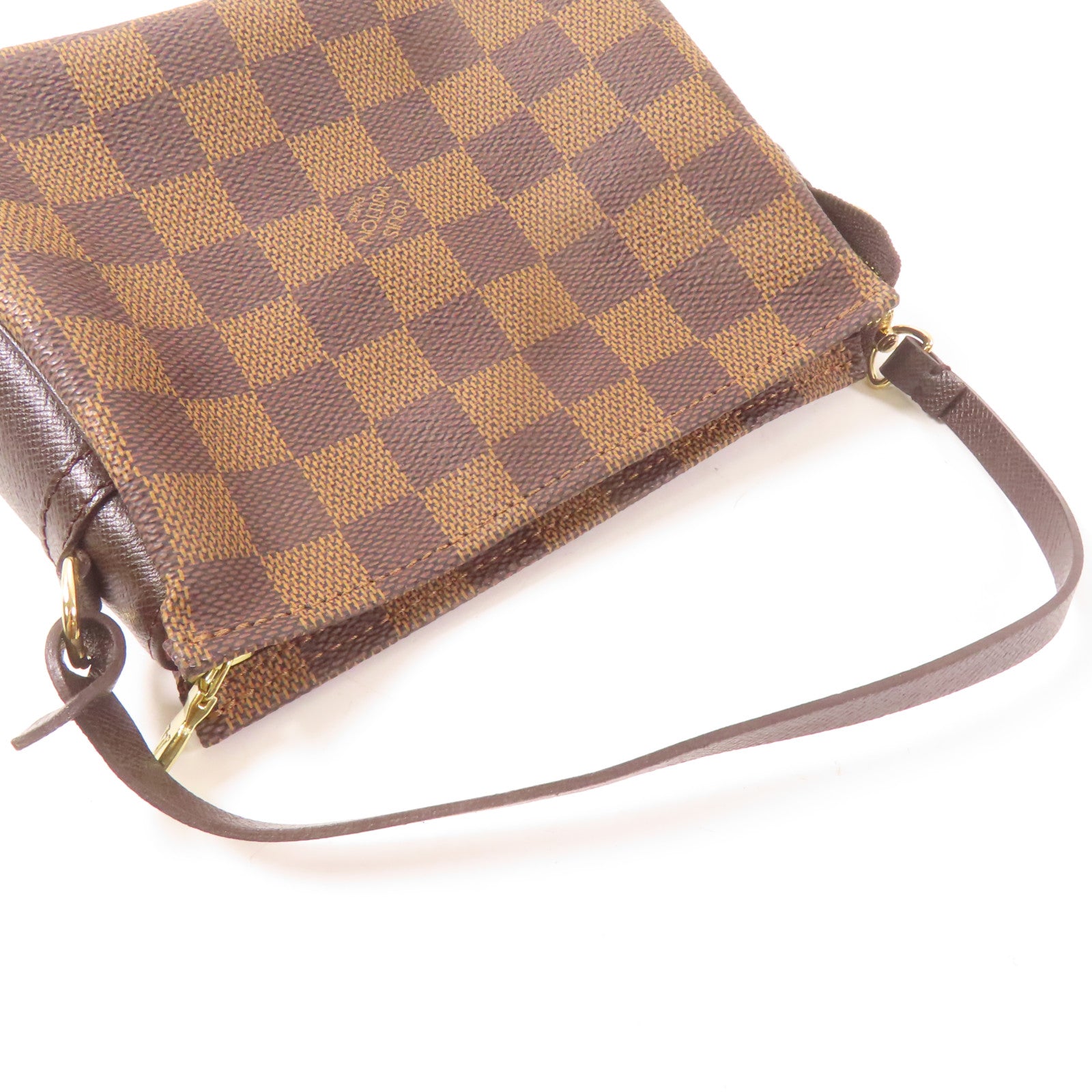 LOUIS VUITTON Damier Ebene Pochette Accessories金扣手挽袋啡色
