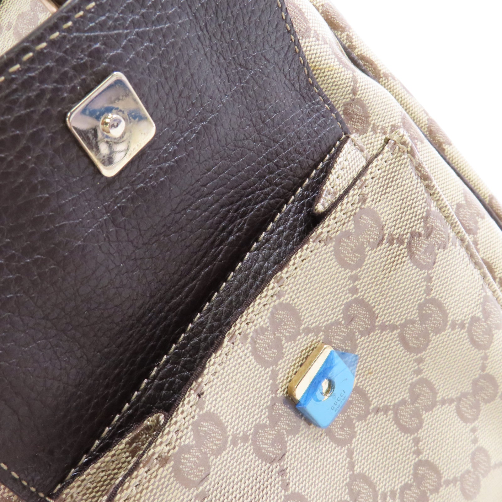GUCCI 【激減優惠】塗層帆布Abbey Pocket Hobo金扣肩背袋啡色