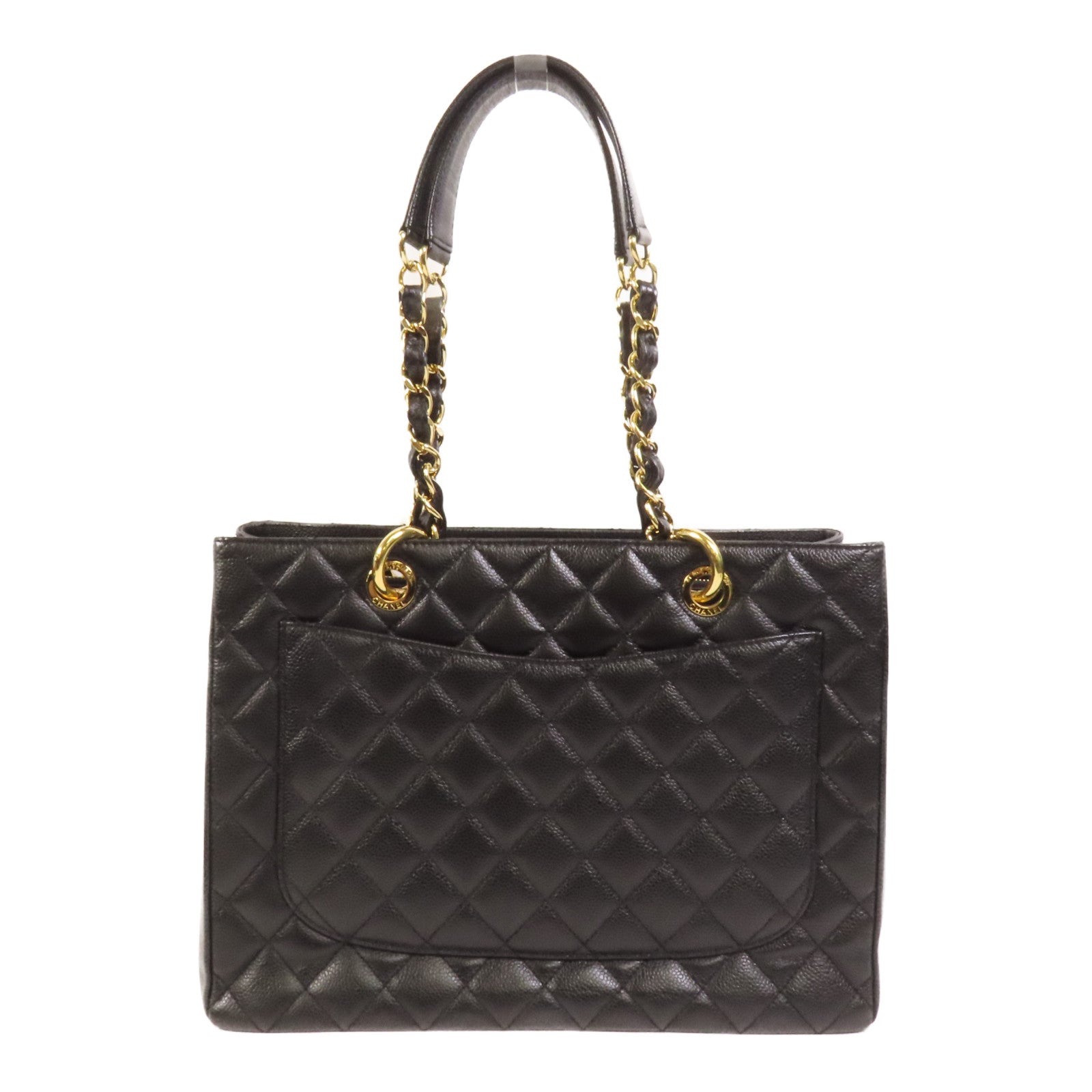 CHANEL 牛皮皮革GST Grand Shopping Tote Bag金扣鏈帶肩背袋