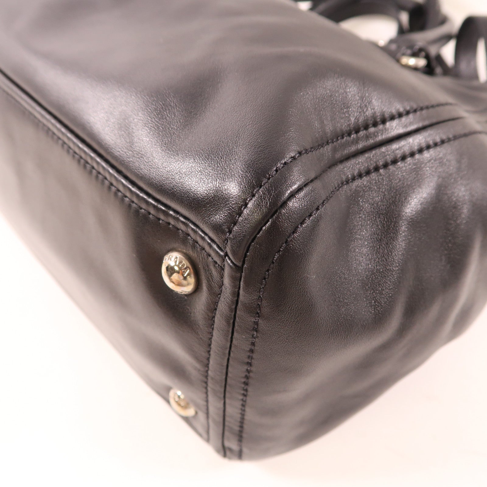 PRADA 牛皮皮革2 Way Shoulder銀扣手挽肩背兩用袋
