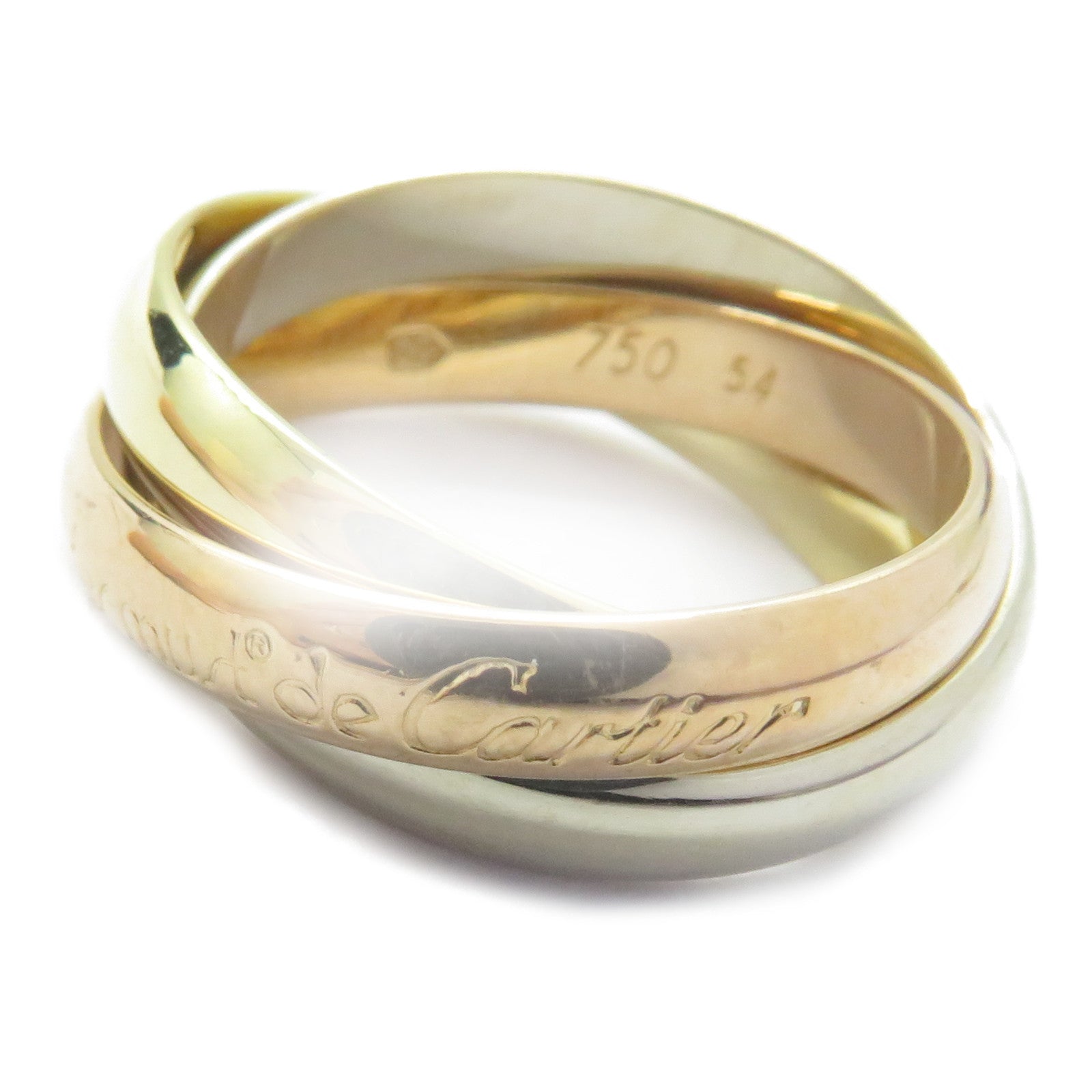 CARTIER 18K黃金/白金/玫瑰金Trinity戒指Cartier#54/US#6.75