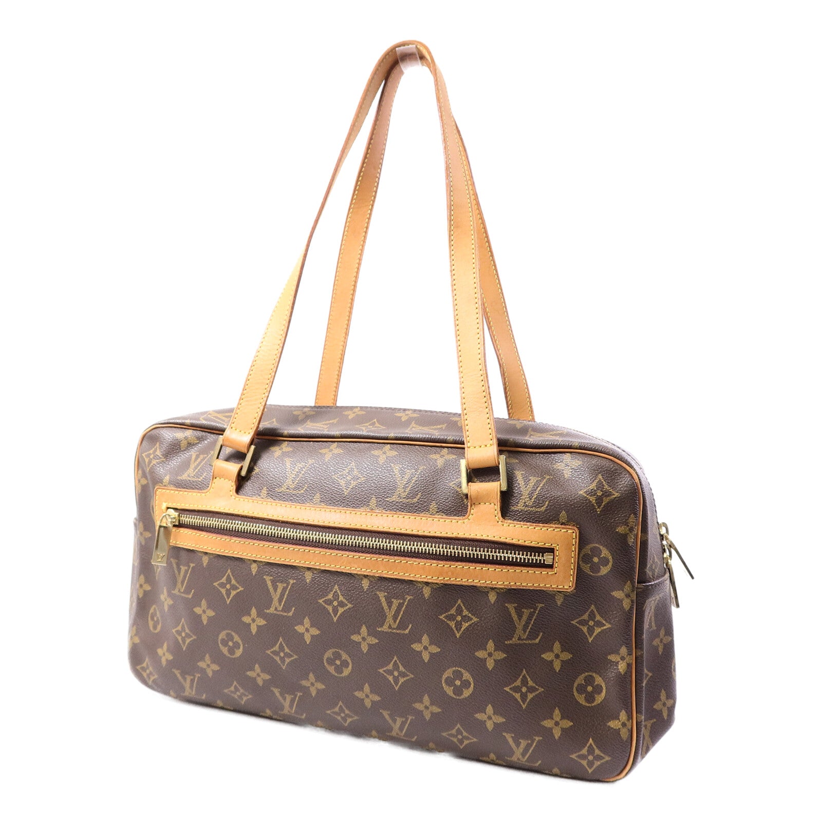 LOUIS VUITTON Monogram Cite GM金扣肩背袋棕色