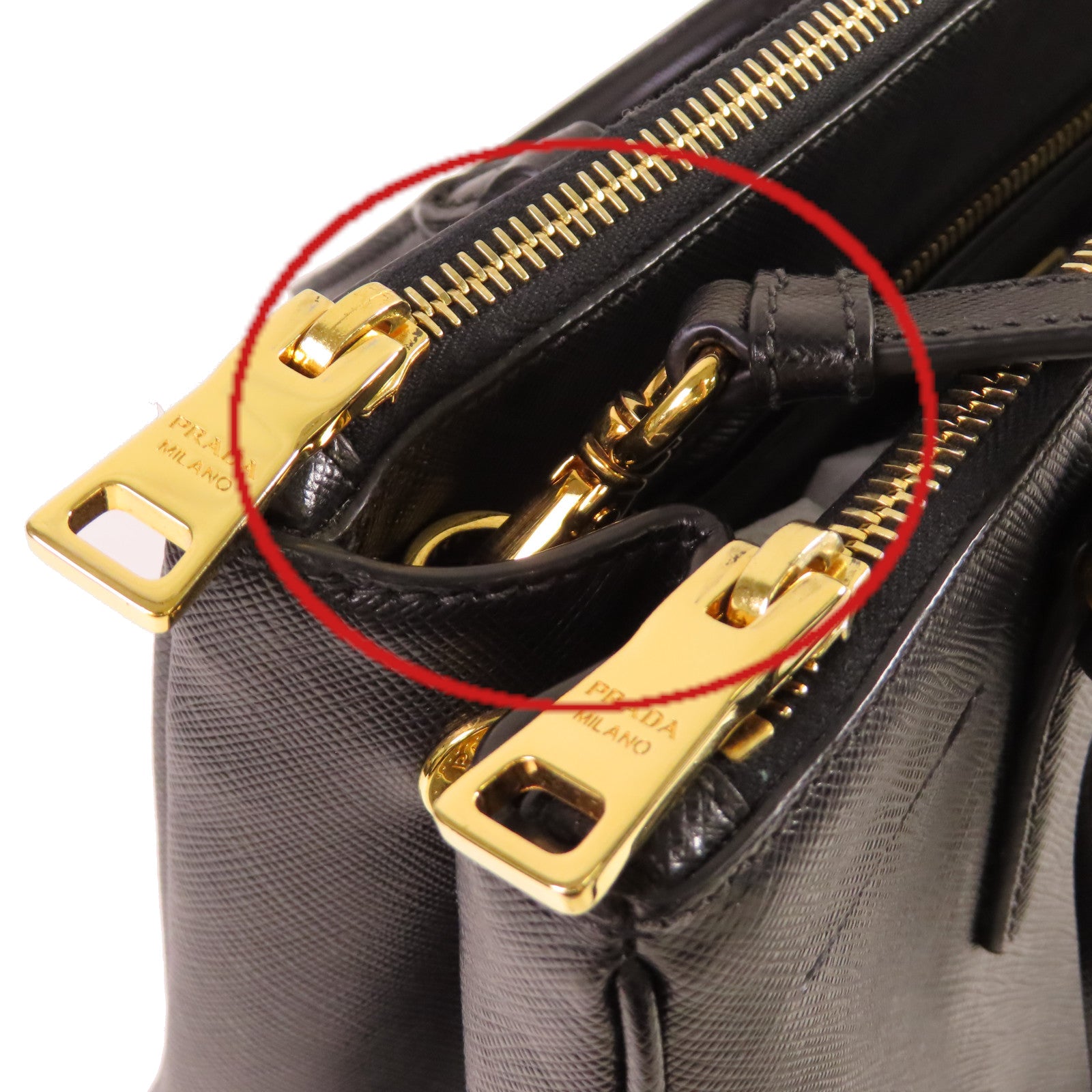 PRADA Saffiano Lux皮革Galleria 2Way Shoulder Bag金扣手挽肩背兩用袋黑色