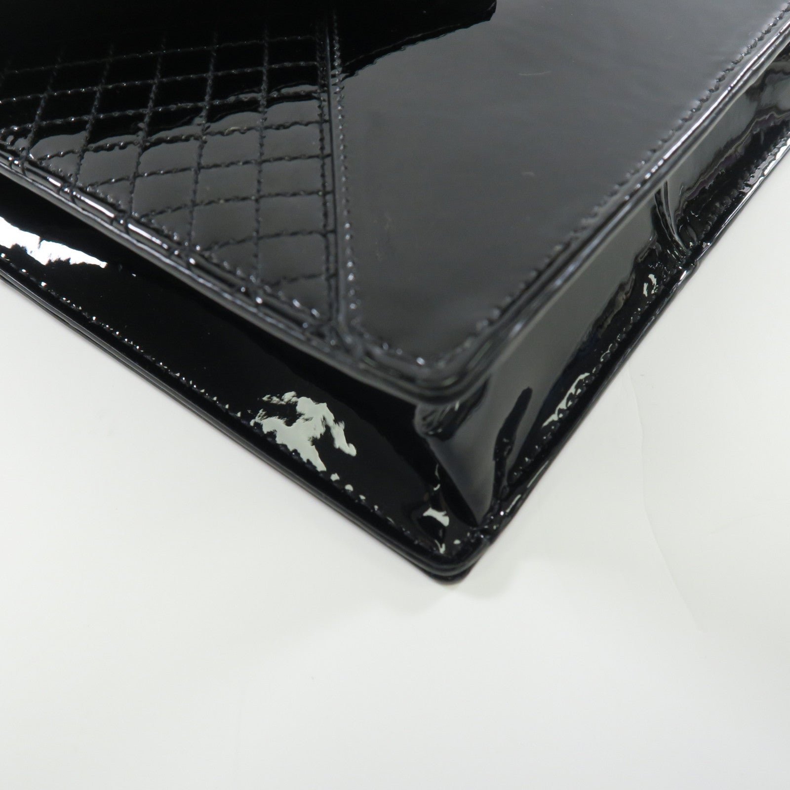 SAINT LAURENT 漆皮皮革Chain Shoulder Bag金扣鏈帶肩背袋黑色