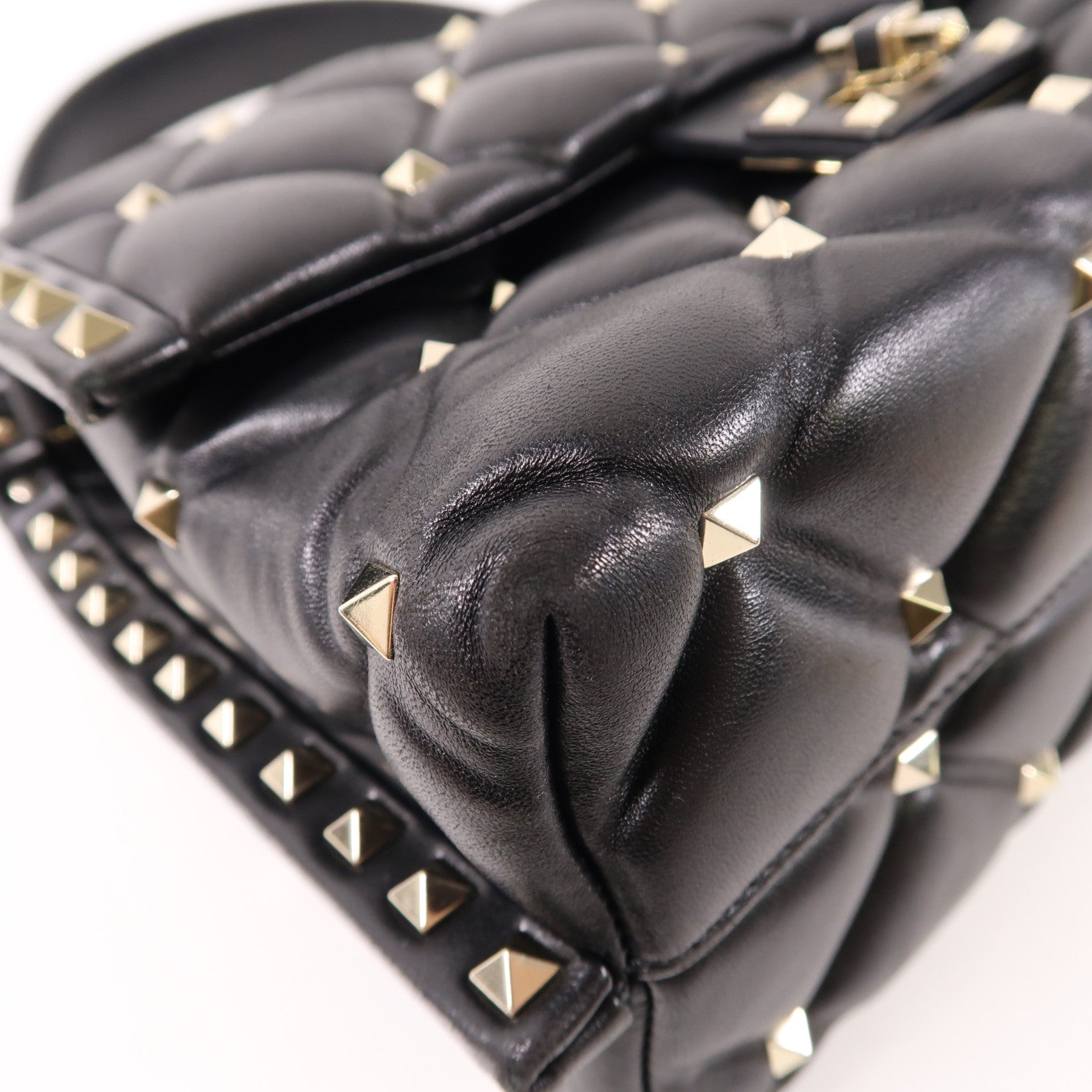 Valentino 牛皮皮革Rockstud Top Handle金扣手挽肩背兩用袋