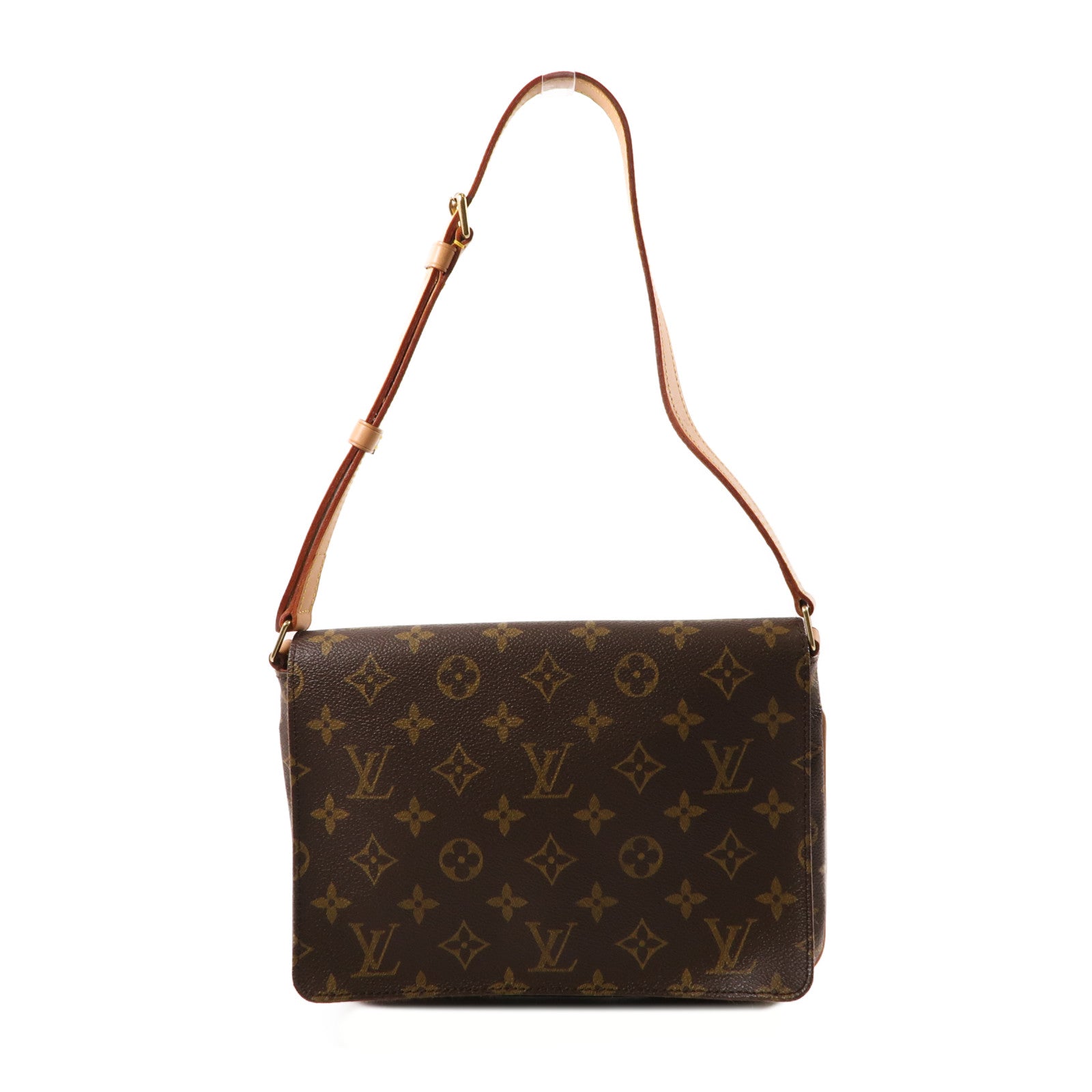 LOUIS VUITTON Monogram Musette Tango金扣肩背袋棕色