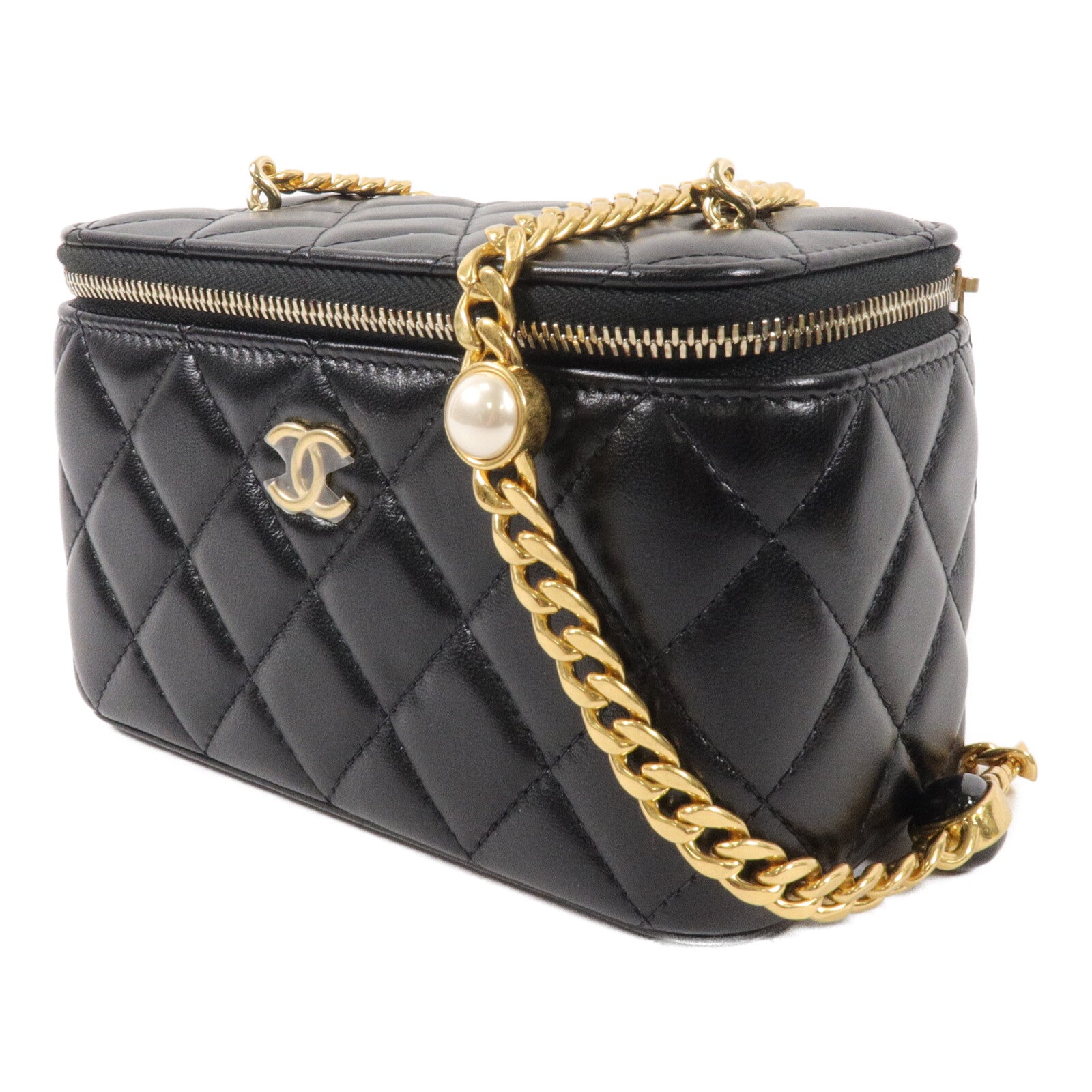 CHANEL 羊皮皮革Vanity Case鏈帶肩背袋
