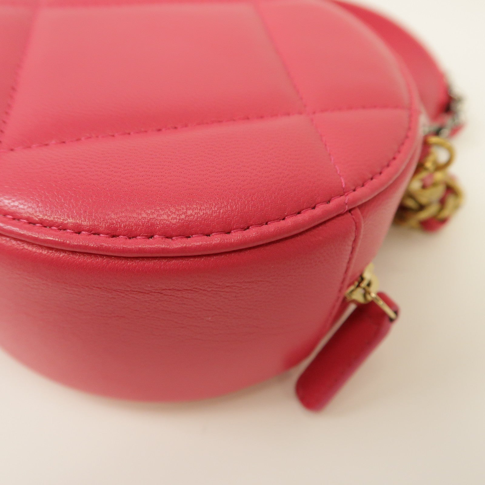CHANEL 【激減優惠】菱格皮革Shoulder Bag金扣/銀扣鏈帶肩背袋粉紅色