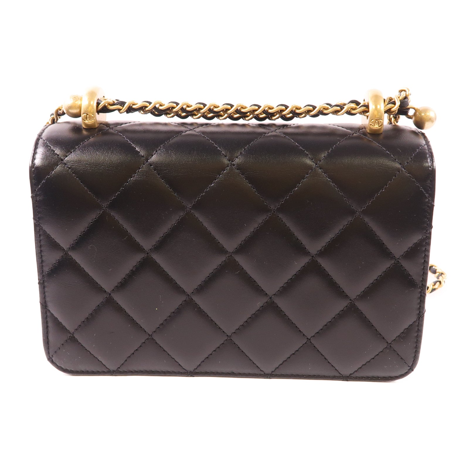 CHANEL 牛皮皮革Chain Shoulder金扣鏈帶肩背袋