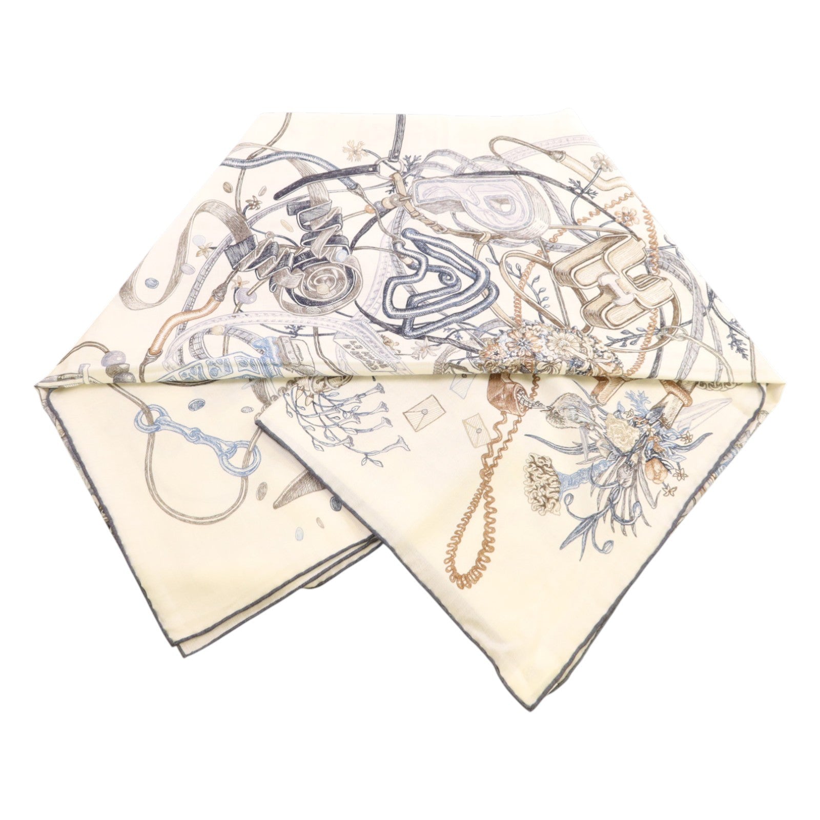 HERMES 羊絨/絲質Mors A Jouets Bandana Shawl 140絲巾