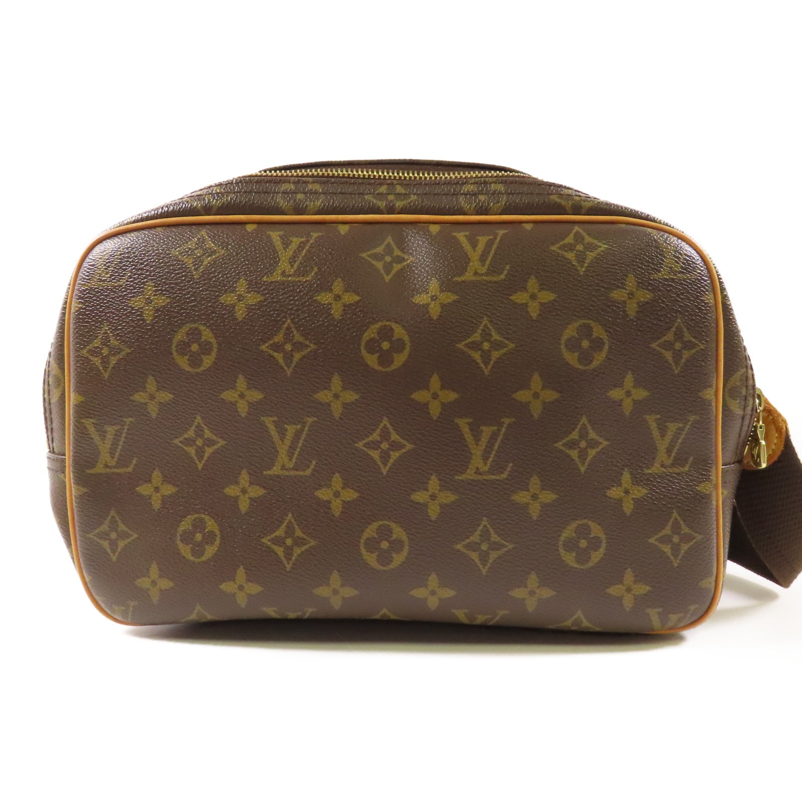 LOUIS VUITTON Monogram Reporter PM金扣肩背袋棕色
