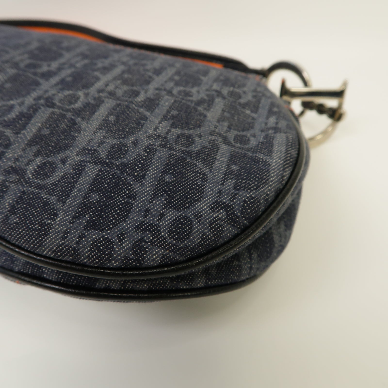 Dior 【激減優惠】牛仔布Saddle銀扣肩背袋深藍色