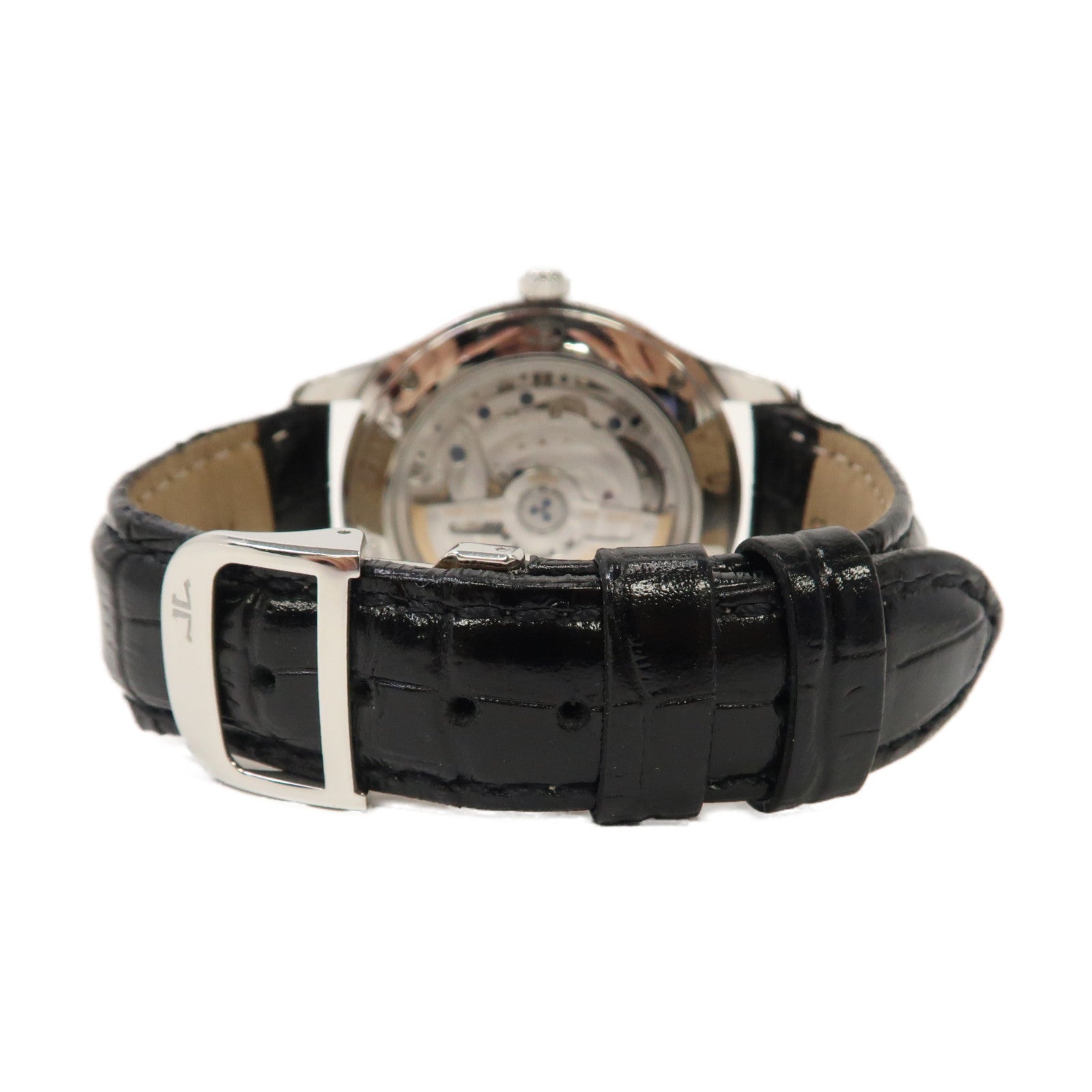 JAEGER-LECOULTRE Master Control Date不鏽鋼/皮革帶手錶自動機芯黑色