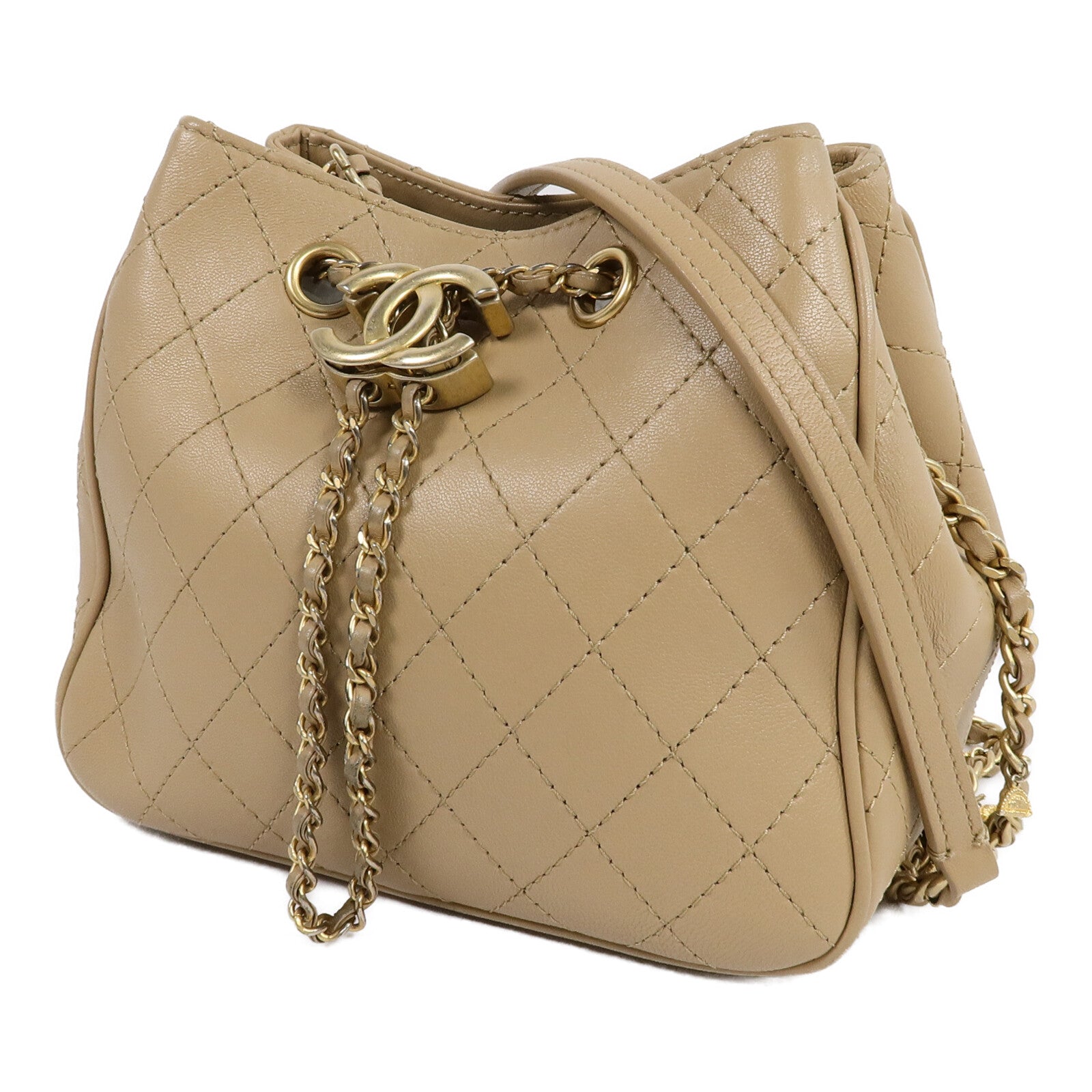 CHANEL 牛皮皮革Egyatian Amulet Bucket Bag鏈帶肩背袋