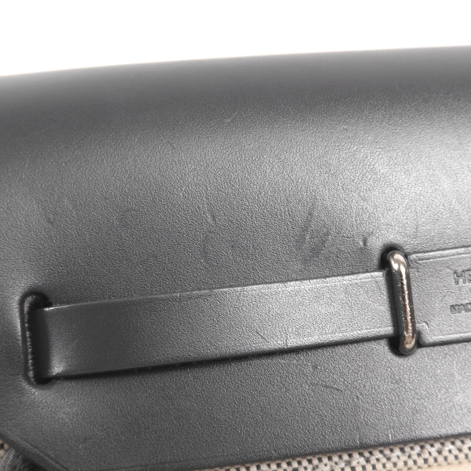 HERMES 【激減優惠】Toile H帆布Mini Herbag銀扣肩背袋Ardoise