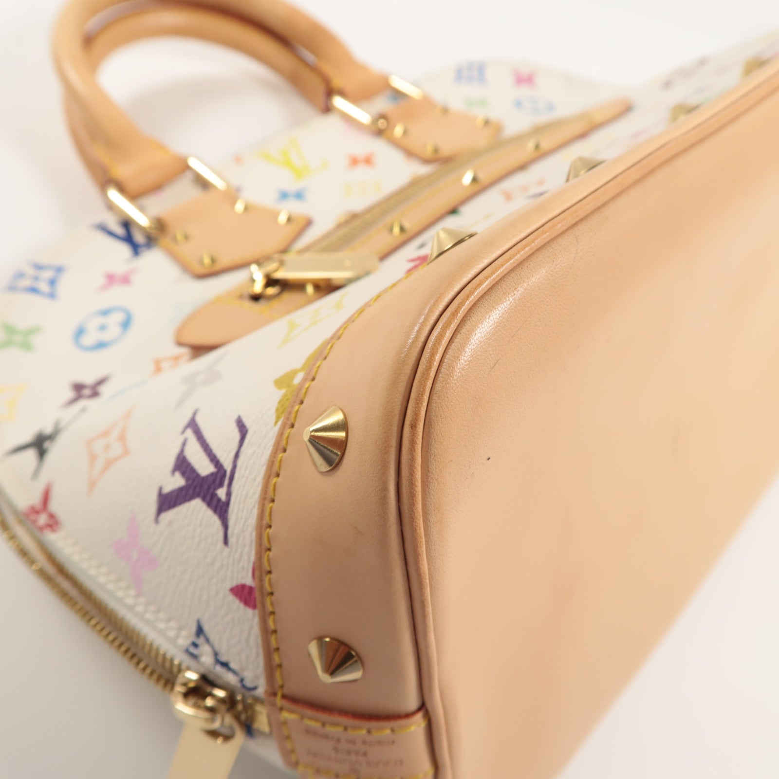 LOUIS VUITTON Monogram Multicolore Alma金扣手挽袋白色/彩色