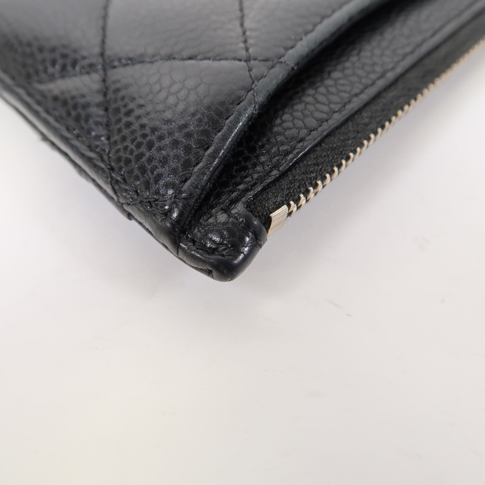 CHANEL 菱格Caviar皮革Card Case金扣卡片套黑色