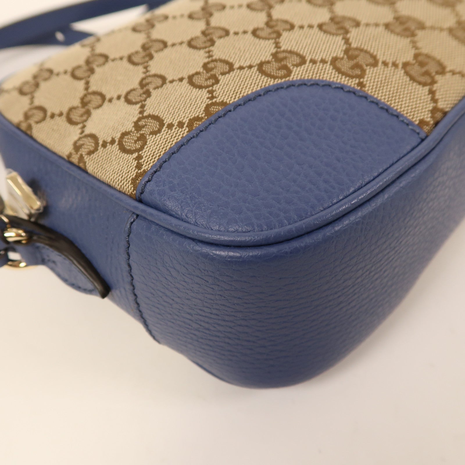GUCCI GHW Shoulder Bag 449413 GG Canvas Brown Blue