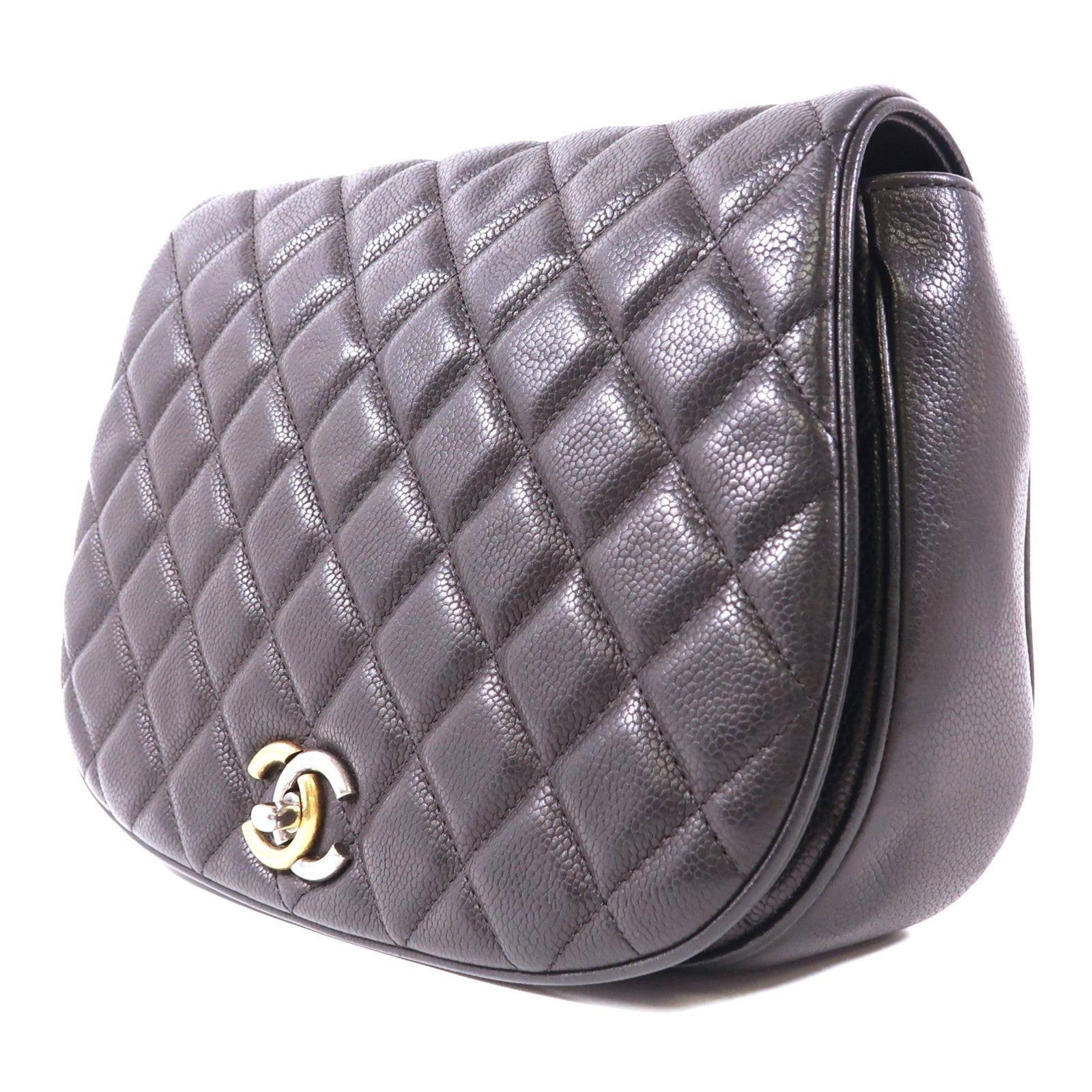 CHANEL 牛皮皮革Shoulder Bag銀扣鏈帶肩背袋