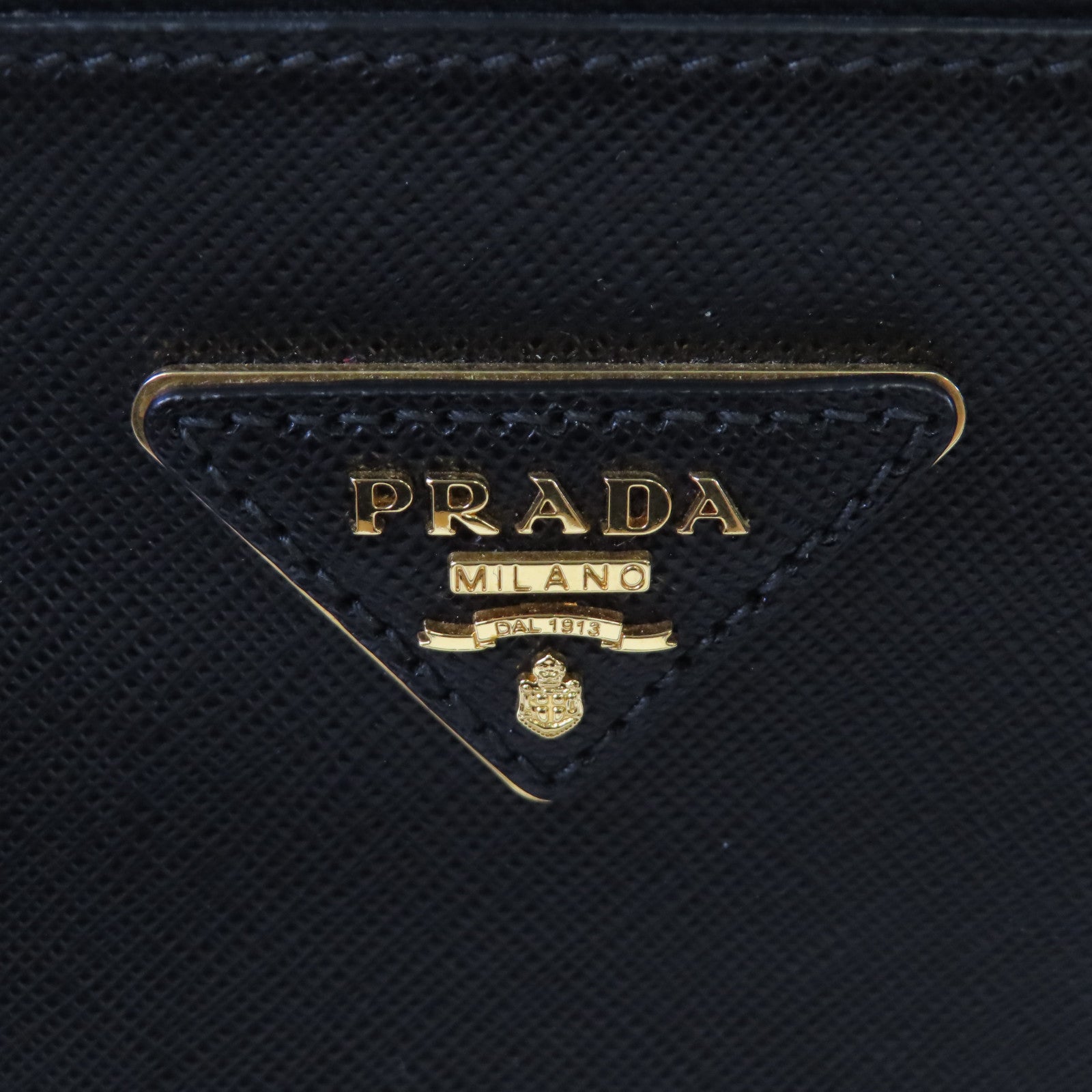 PRADA Saffiano Lux皮革Galleria 2Way Shoulder Bag金扣手挽肩背兩用袋黑色
