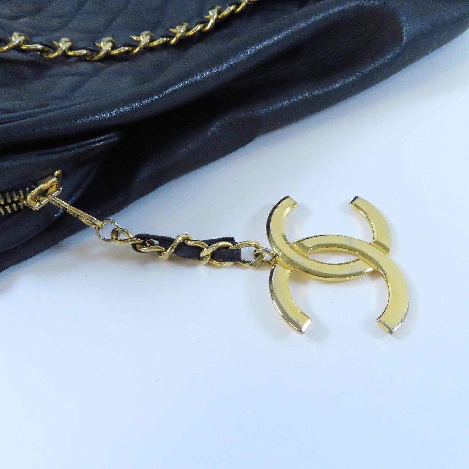 CHANEL 【均一特價】菱格羊皮皮革Chain Shoulder Bag金扣鏈帶肩背袋藍色
