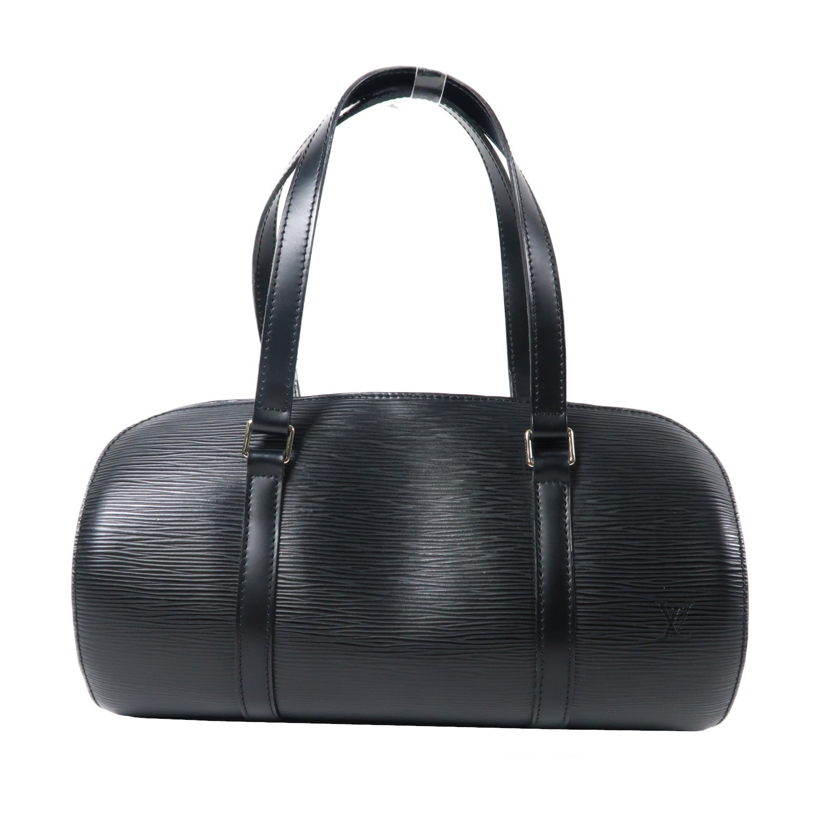 LOUIS VUITTON Epi Soufflot銀扣手挽袋黑色