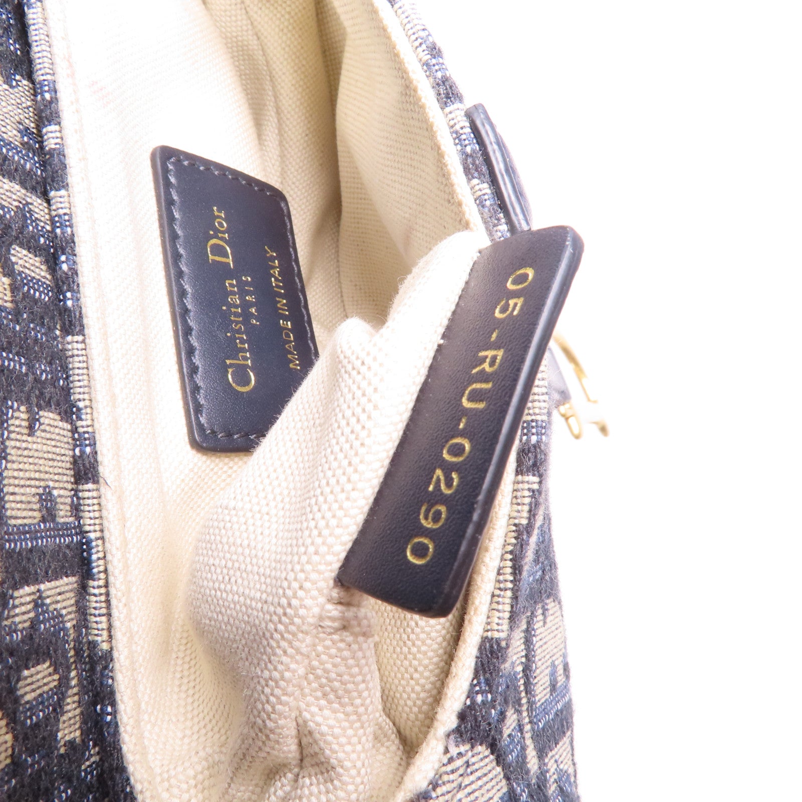 Dior CD GHW Saddle Handbag Canvas Navy/Beige