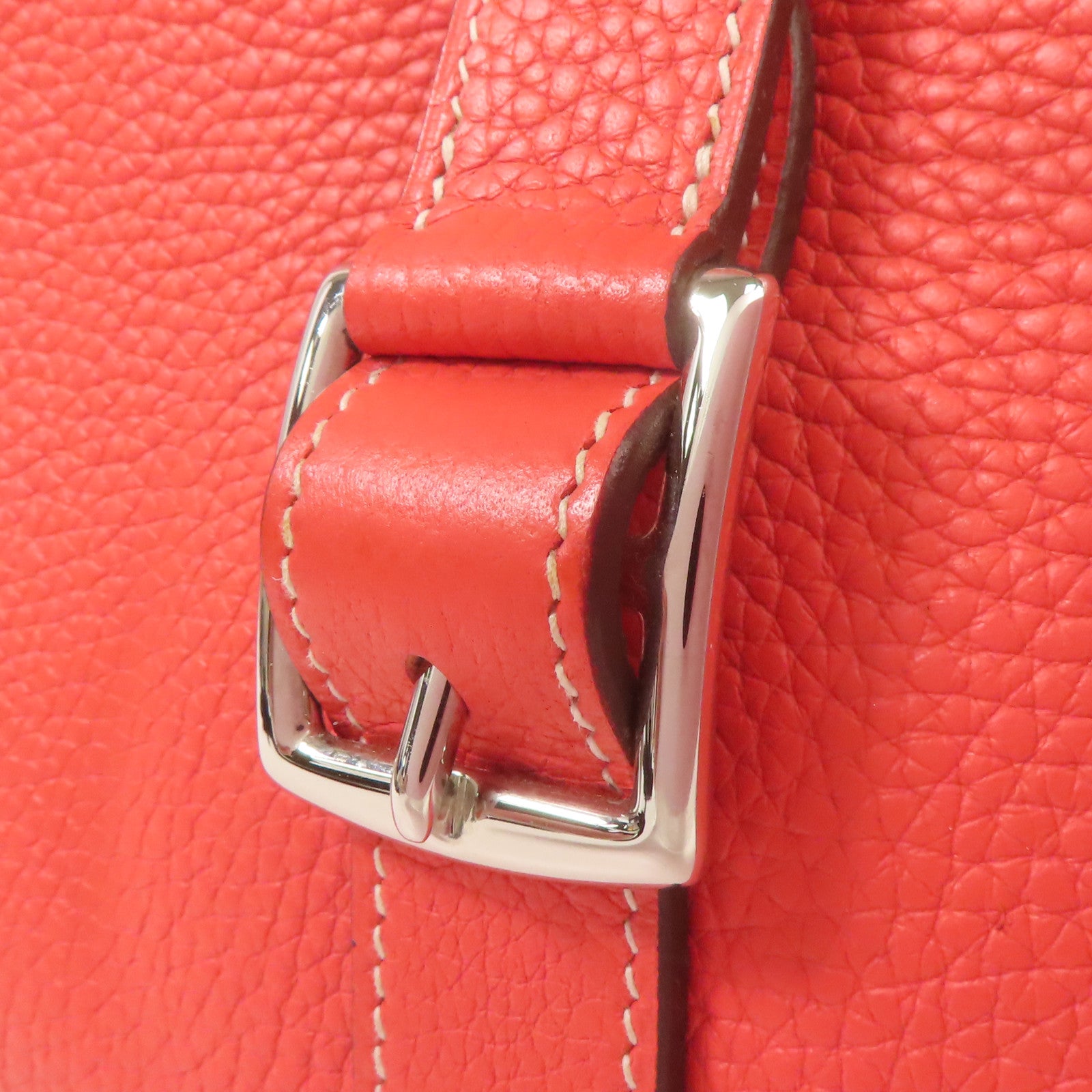 HERMES Clemence皮革Halzan 31銀扣手挽肩背兩用袋Rose Jaipur