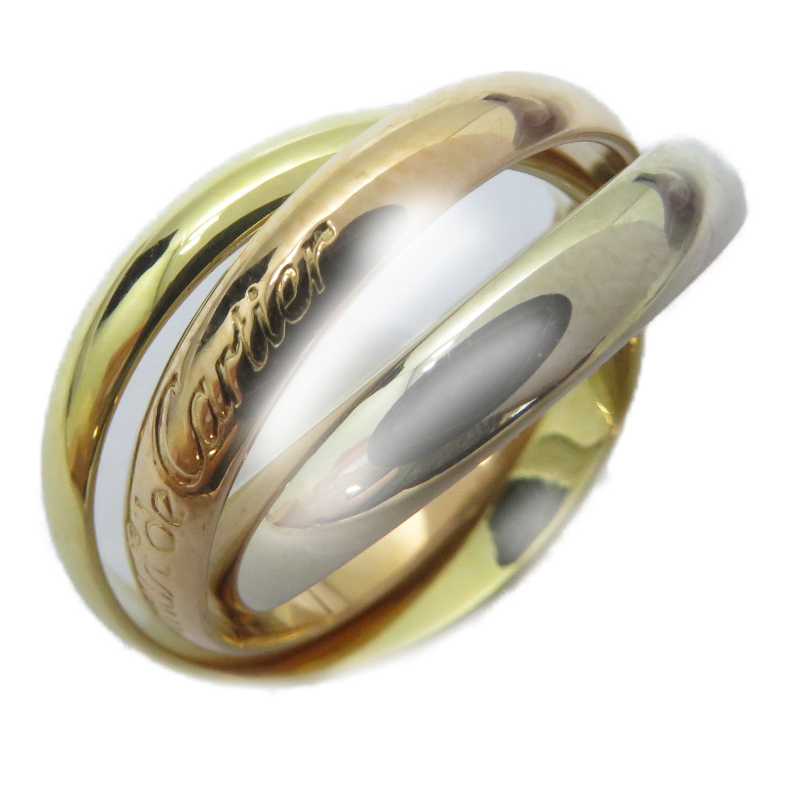 CARTIER 18K黃金/白金/玫瑰金Trinity戒指Cartier#54/US#6.75