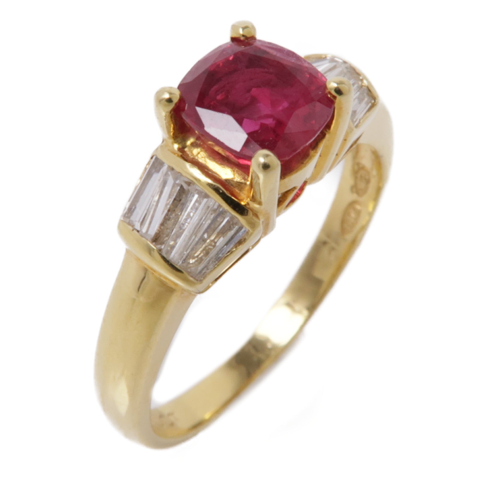 JEWELRY 18K黃金Ruby Diamond Ring紅寶石鑽石戒指US#6.25