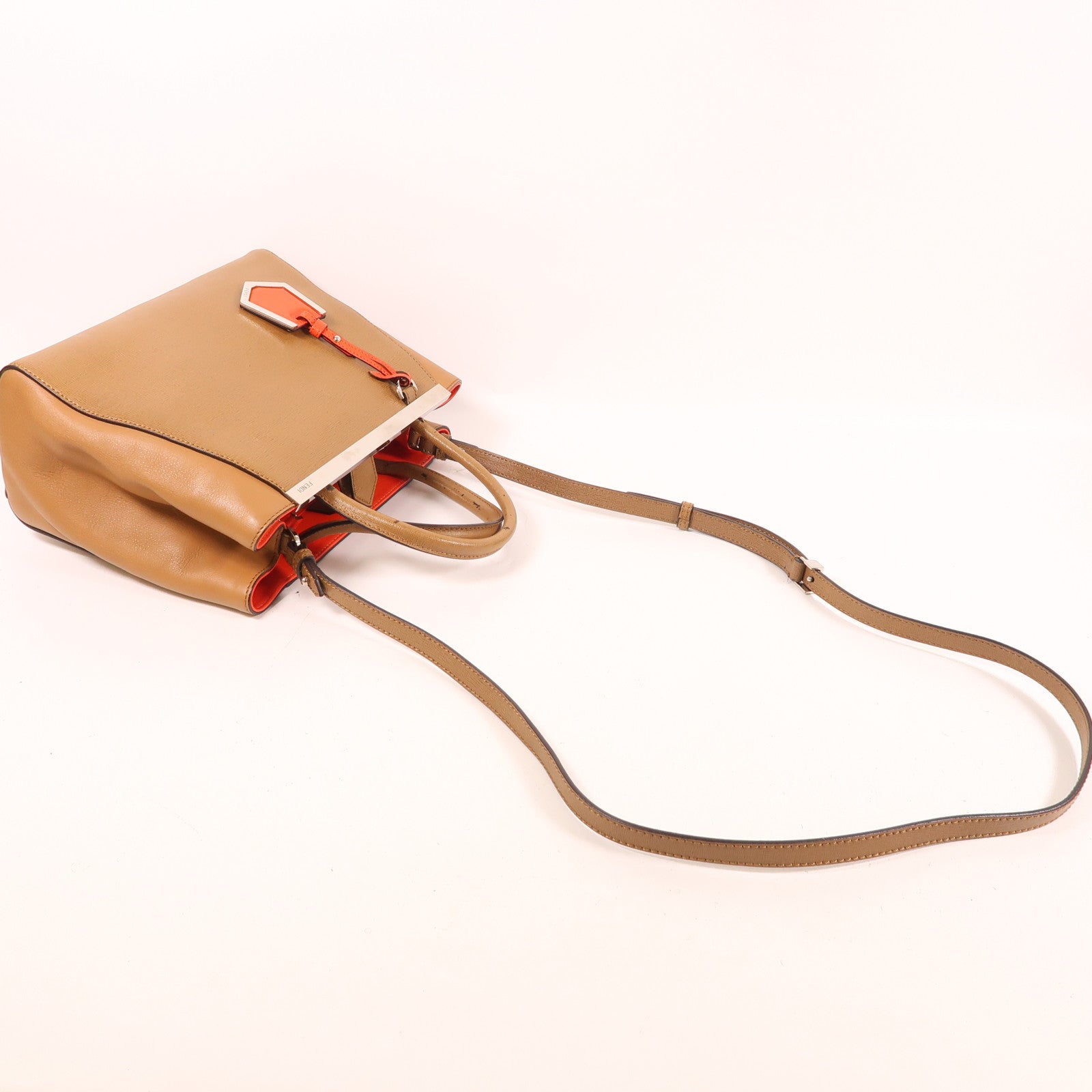 FENDI 【激減優惠】羊皮皮革2 Way Shoulder銀扣手挽肩背兩用袋