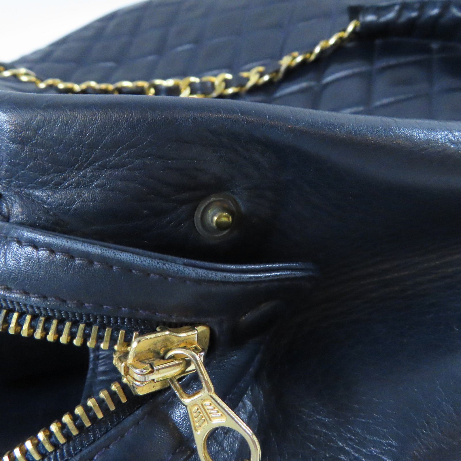 CHANEL 【均一特價】菱格羊皮皮革Chain Shoulder Bag金扣鏈帶肩背袋藍色