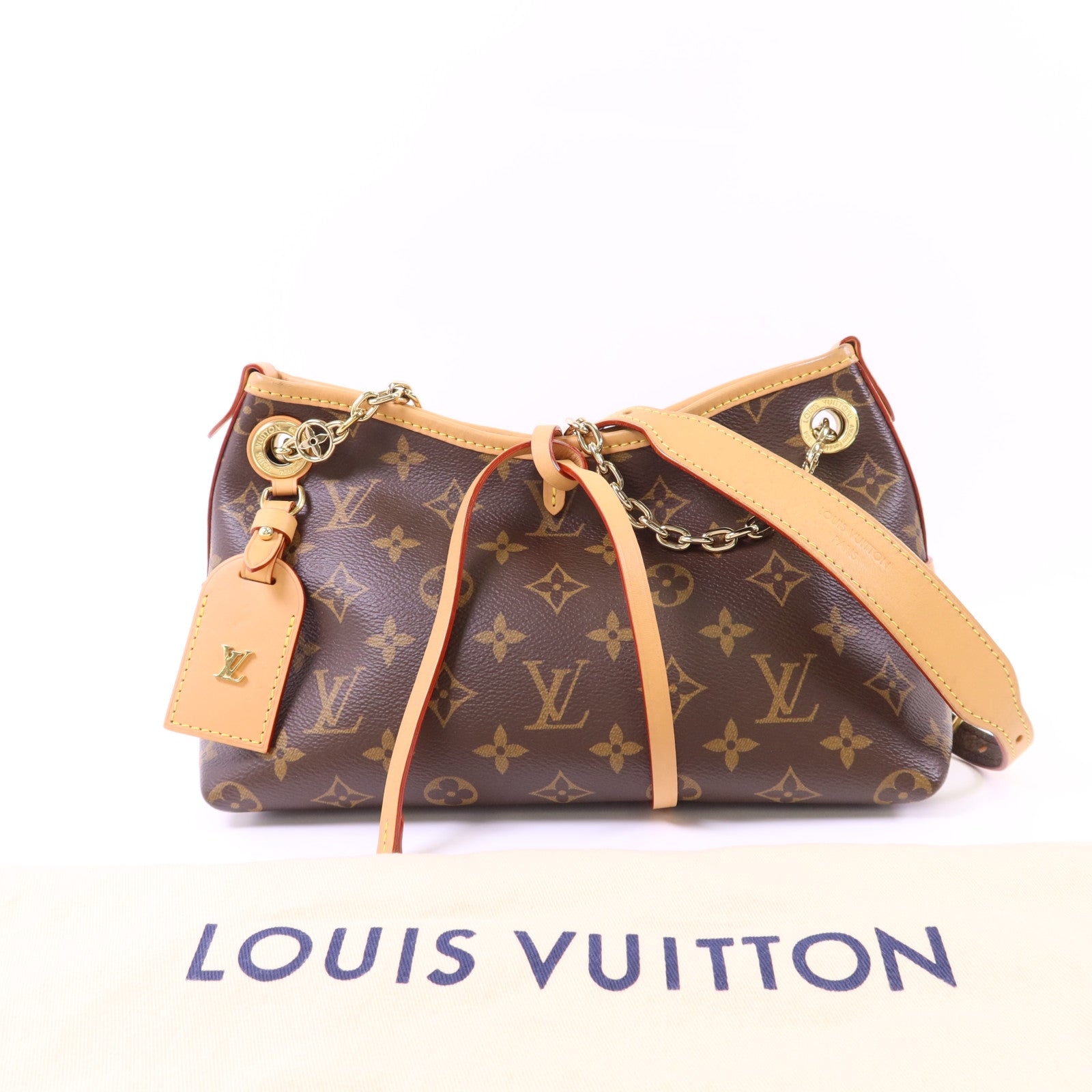 LOUIS VUITTON Monogram CarryAll BB金扣鏈帶肩背袋
