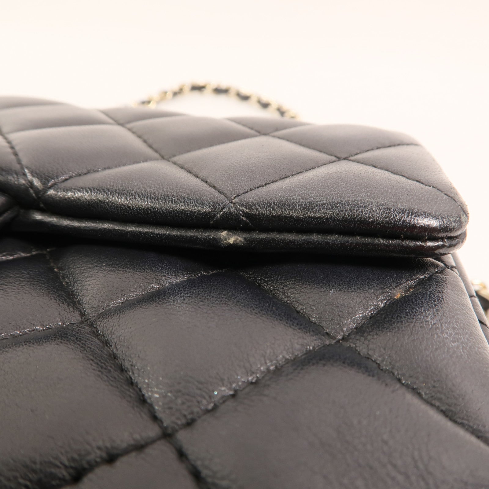 CHANEL 羊皮皮革Chain Shoulder金扣鏈帶肩背袋